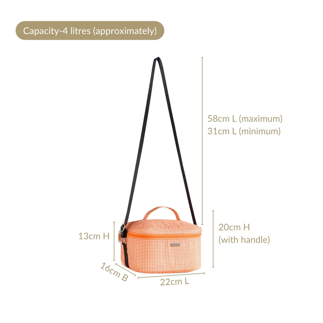 Tangerine Checkered Insulated Lunch Bag - Image 4