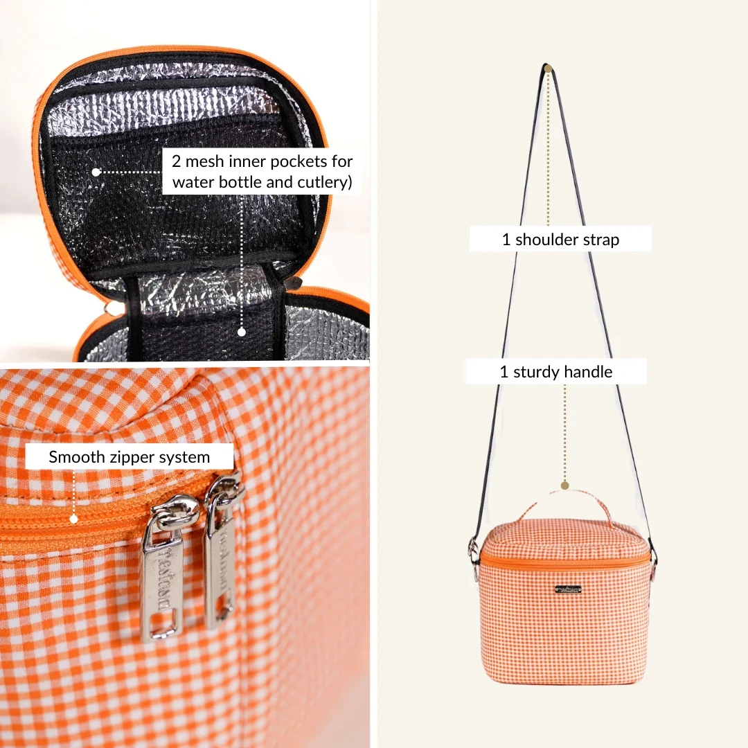 Tangerine Vichy Insulated Lunch Bag - Image 6