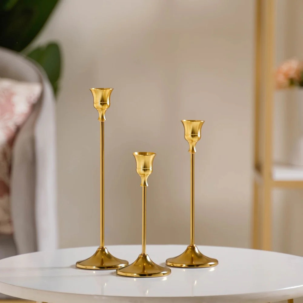 Taper Candle Stand Gold Set Of 3 - Image 10