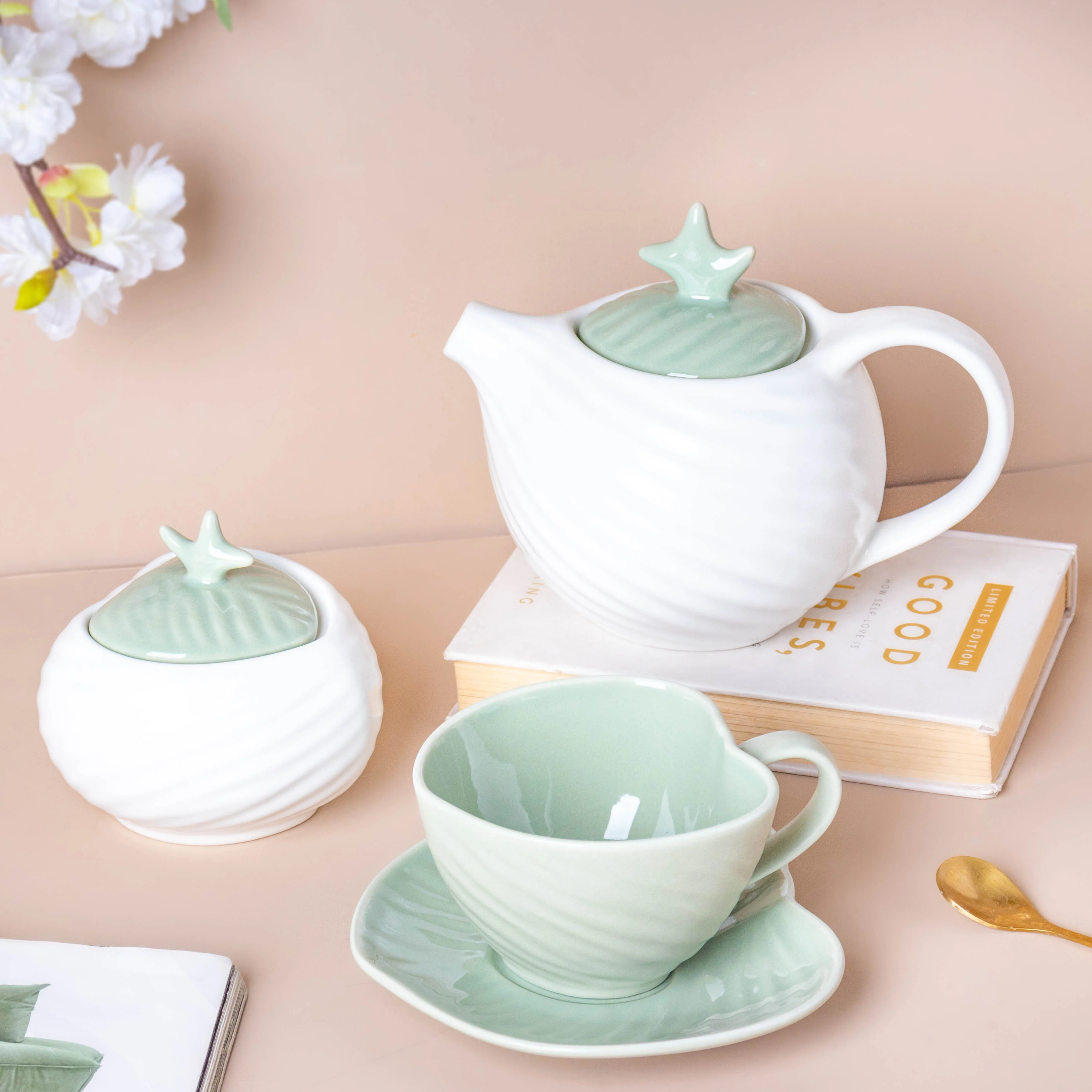 Taro Leaf Green Cup and Saucer - Image 11