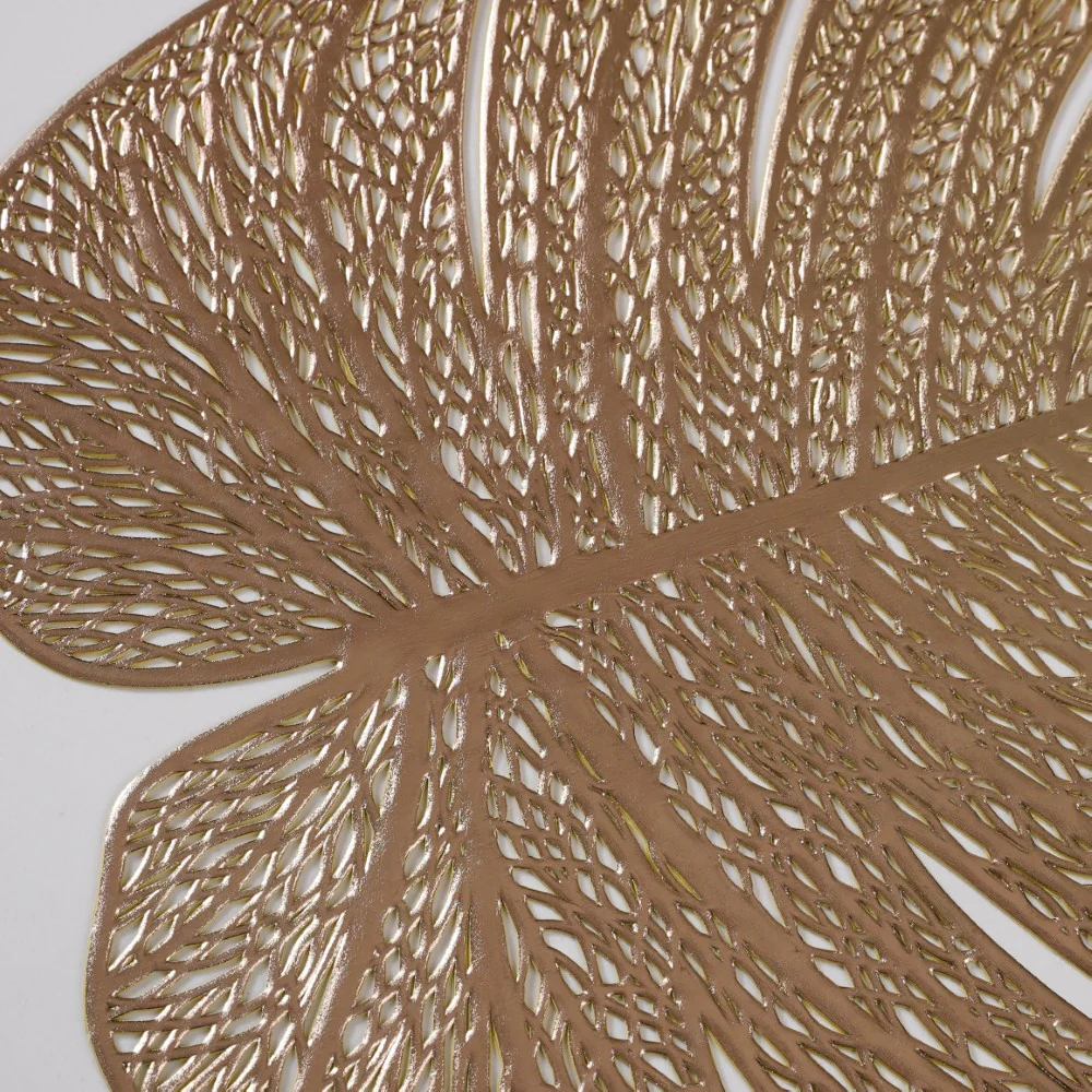 Taro Leaves Placemat Set of 6 Gold 15x12 Inch - Image 7