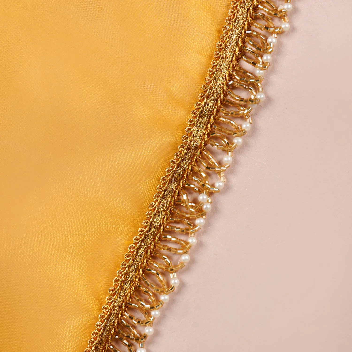Tasselled Organza Thali Cover Yellow Set Of 2 - Image 8