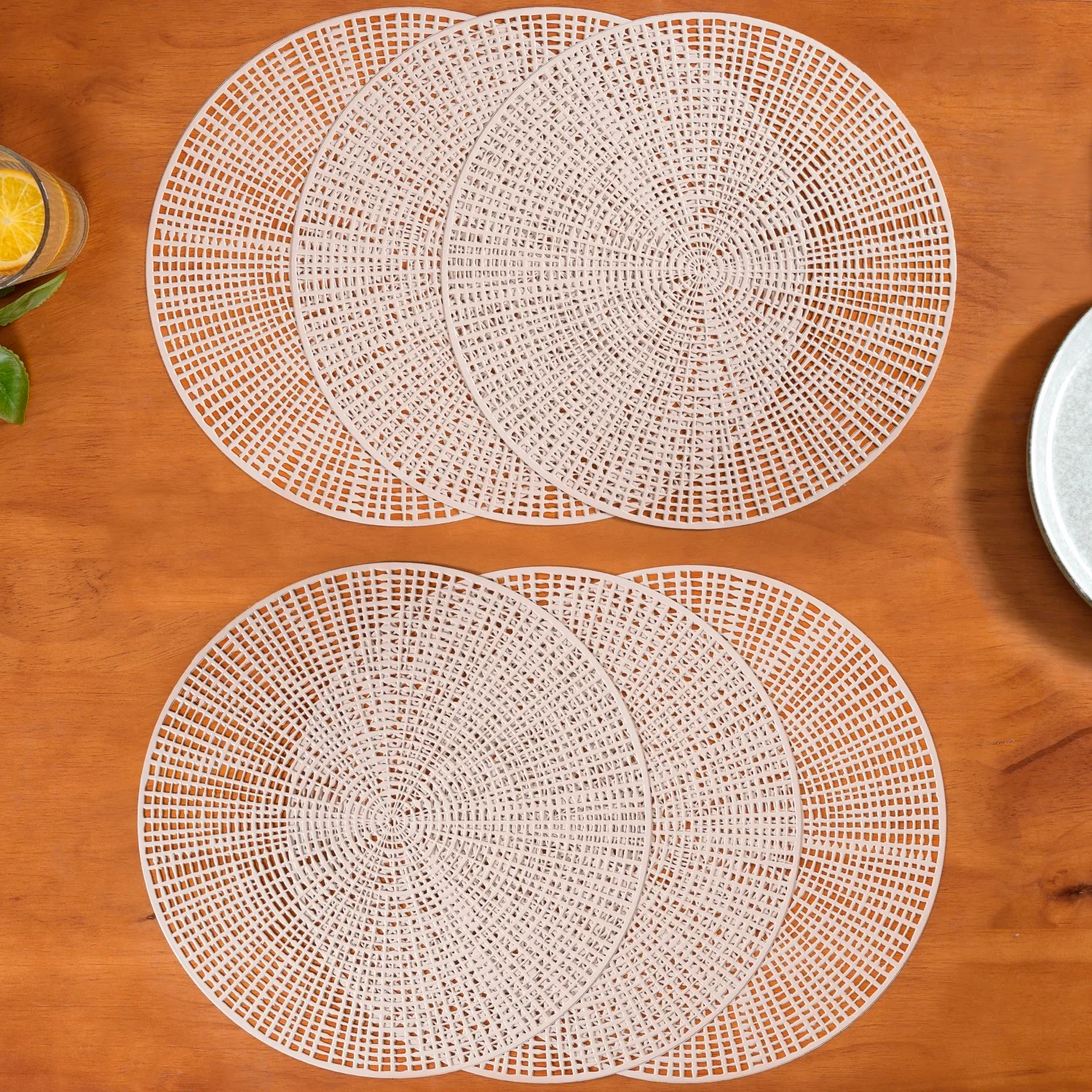 Taupe Webbed Table Mat Set Of 6 - Image 3