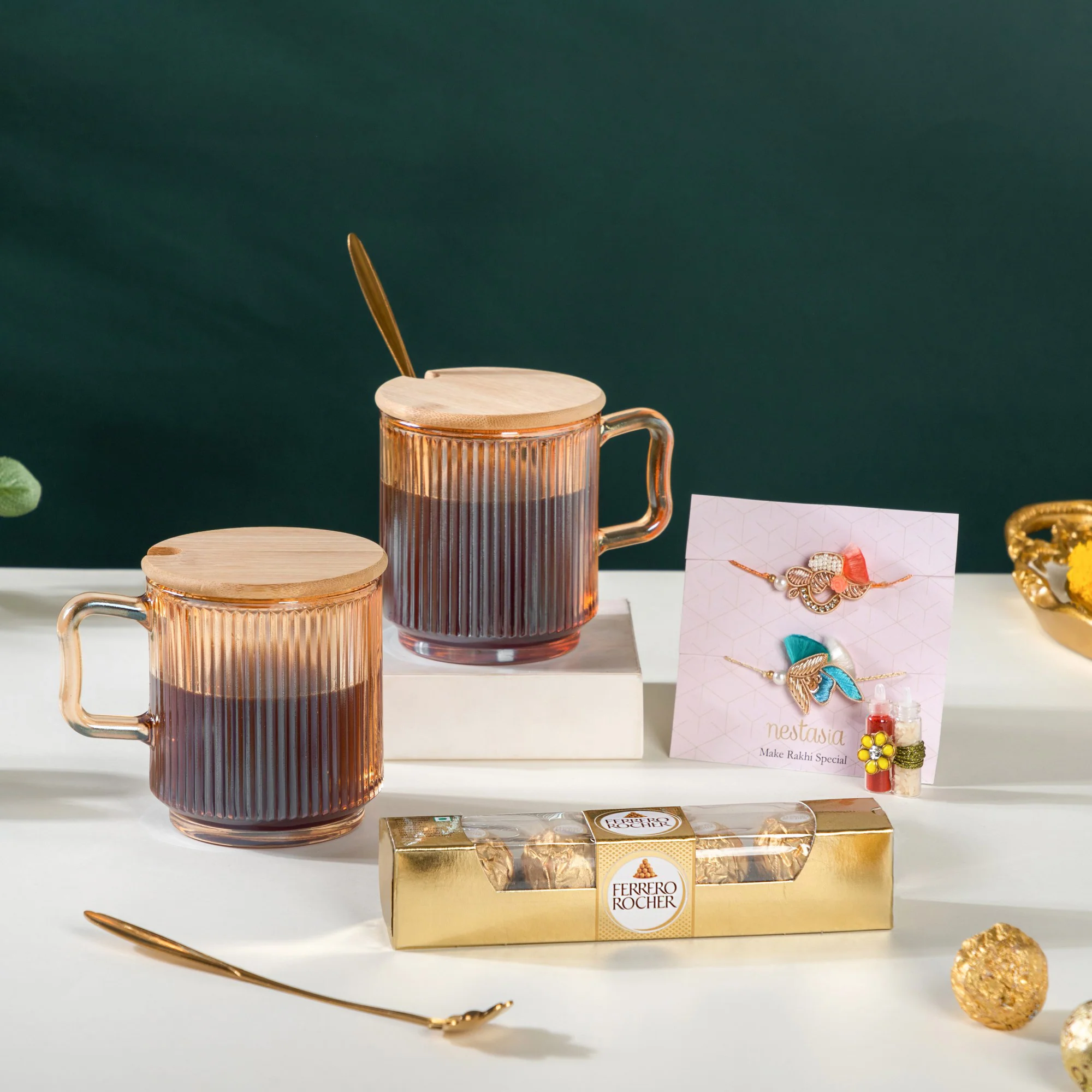 Tea Cup Rakhi Gift Hamper Set Of 4 - Image 3