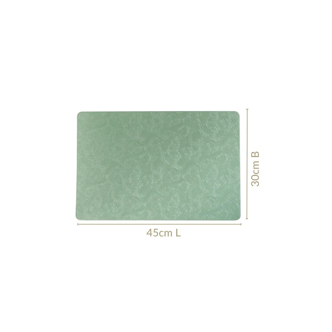 Tea Green Embossed Table Mat Set Of 6 - Image 4