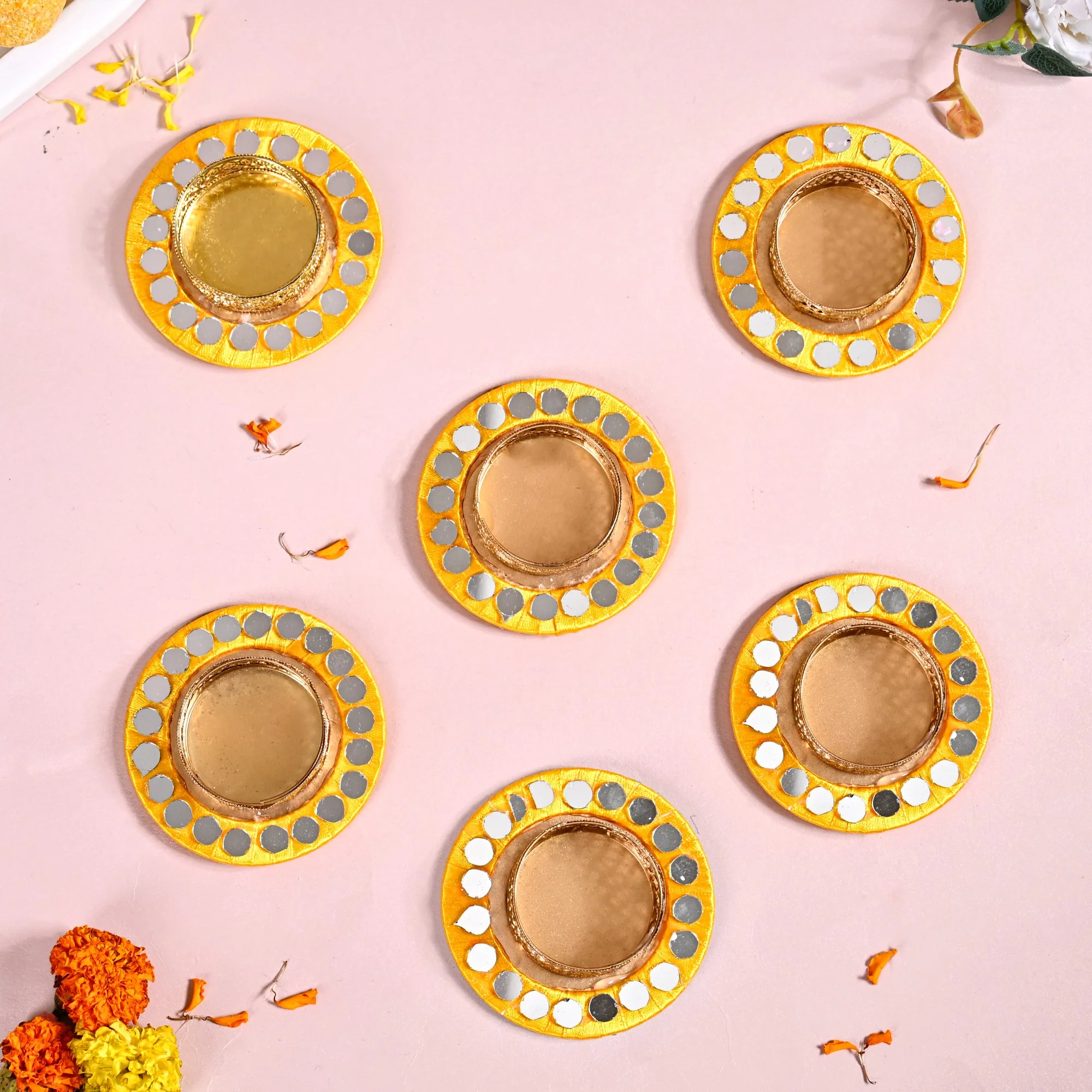 Tea Light Holders With Mirror Inlay Set Of 6 - Image 8