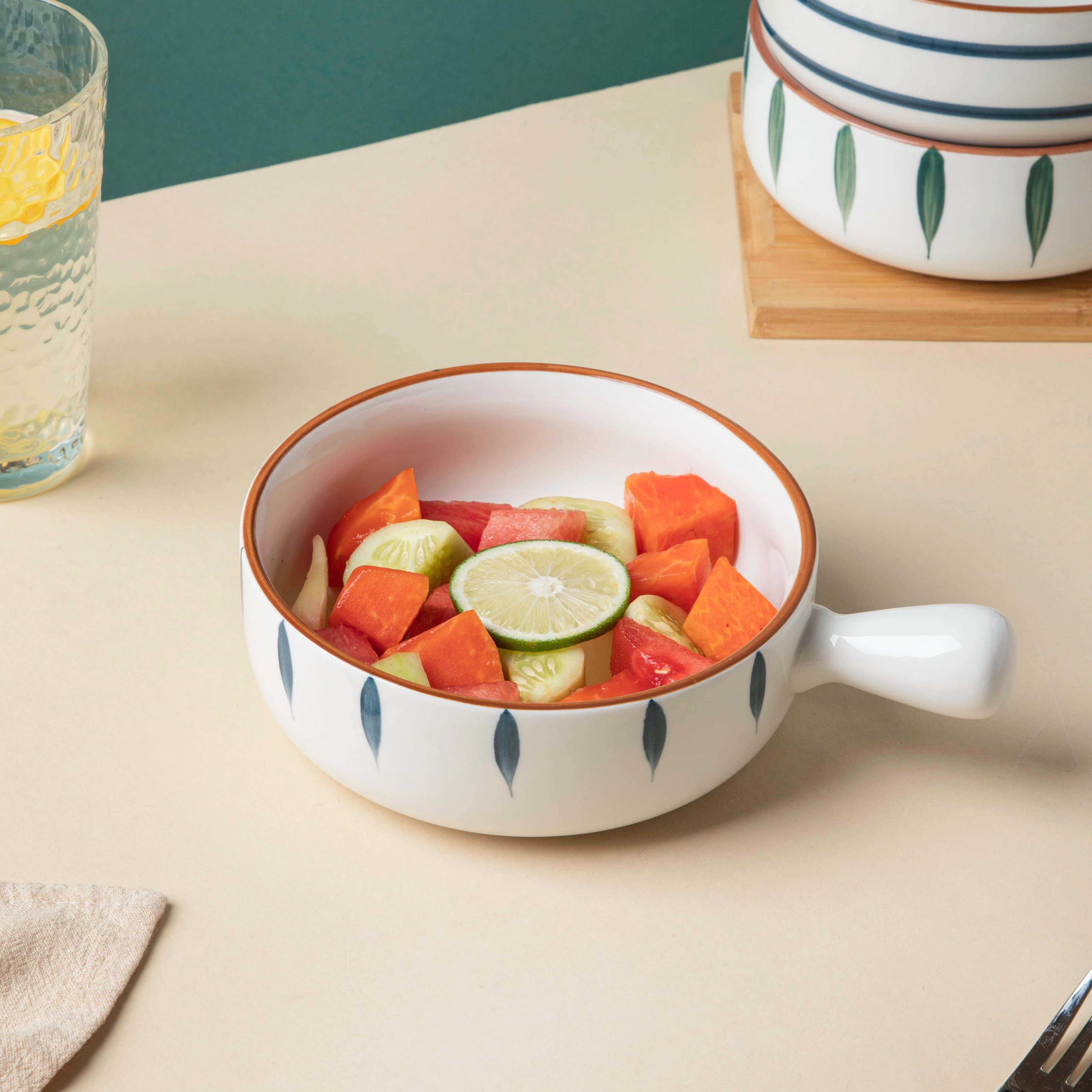 Teardrop Baking Bowl With Handle Blue - Image 5