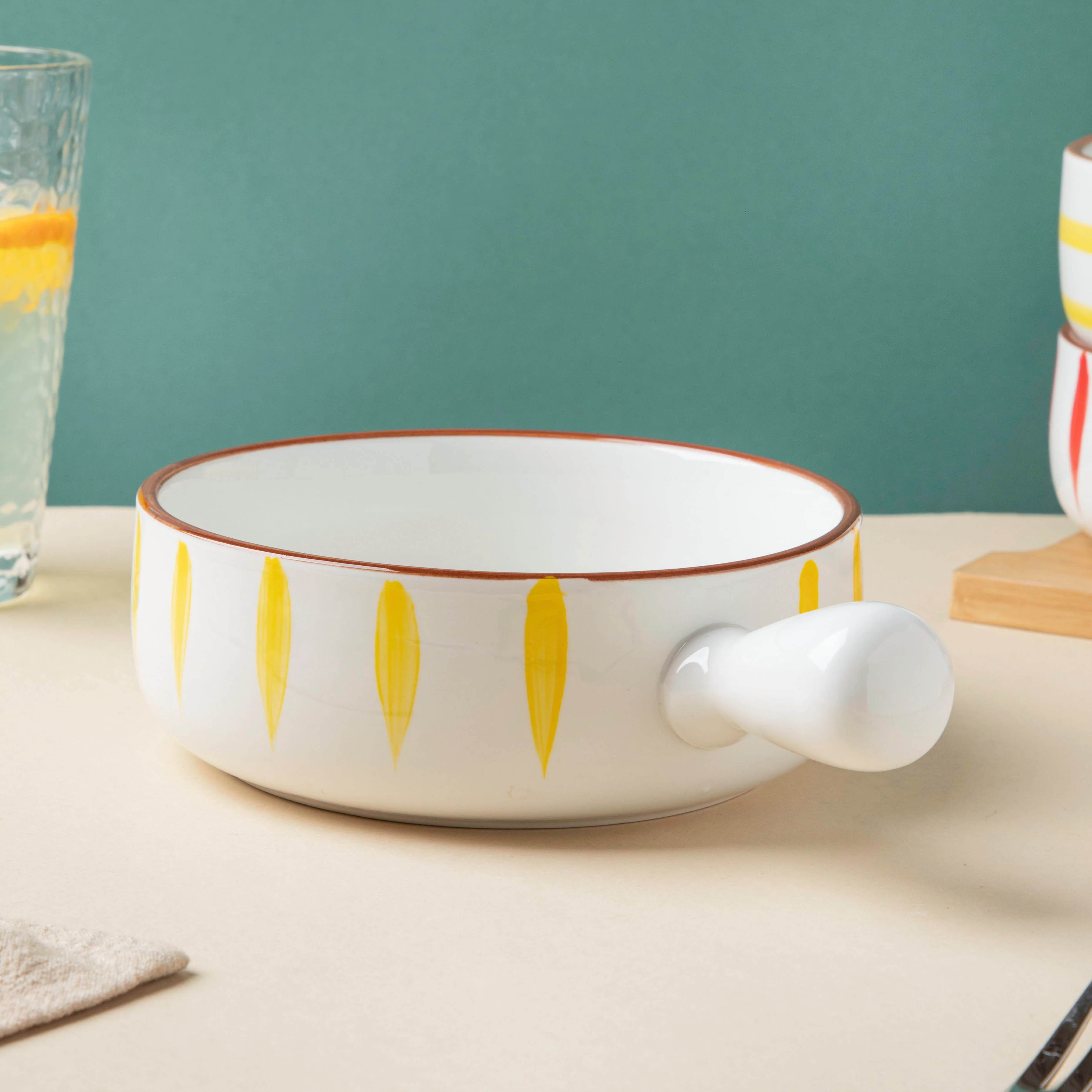 Teardrop Baking Bowl With Handle Yellow - Image 4