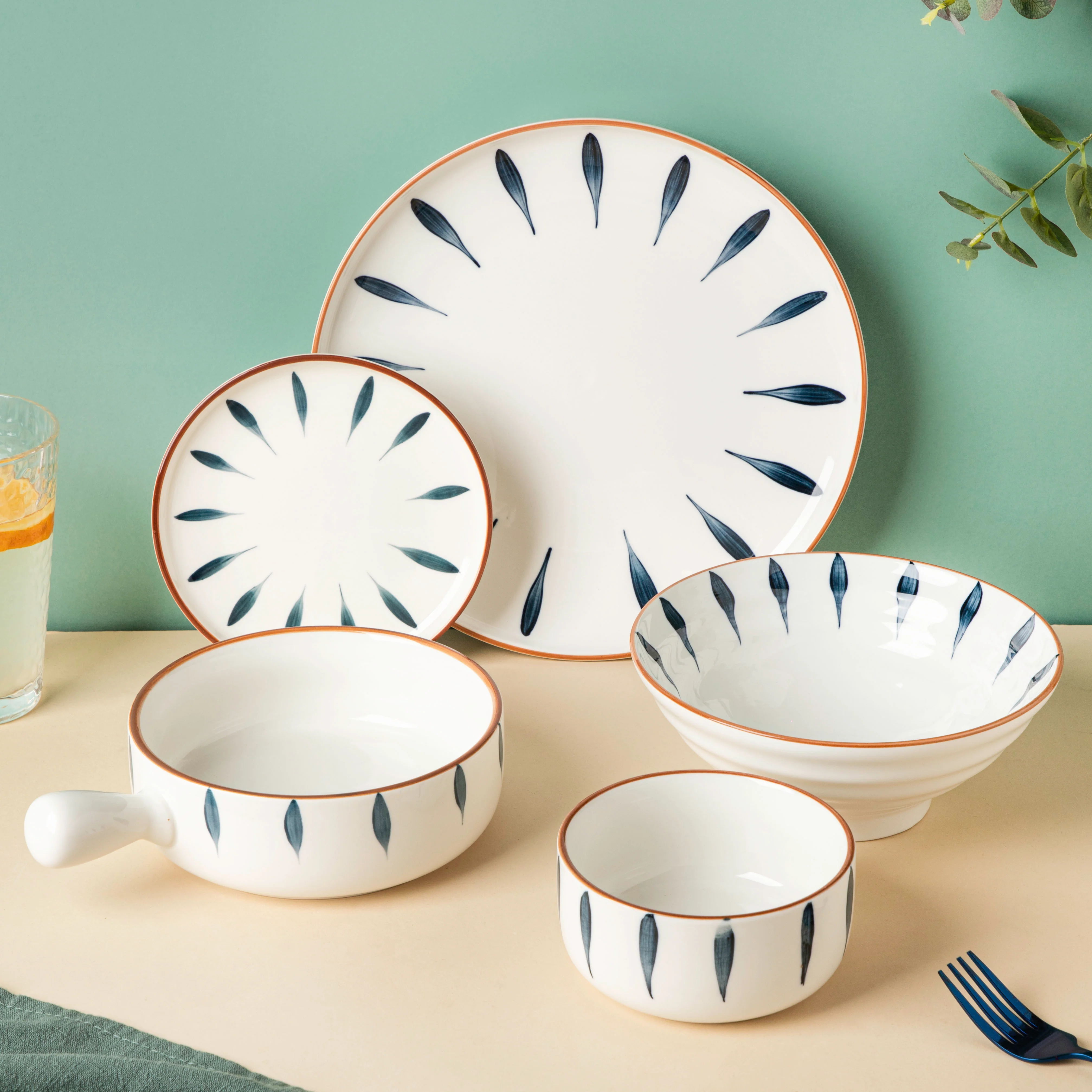 Teardrop Blue 21 Piece Dinner Set For 6 - Image 9
