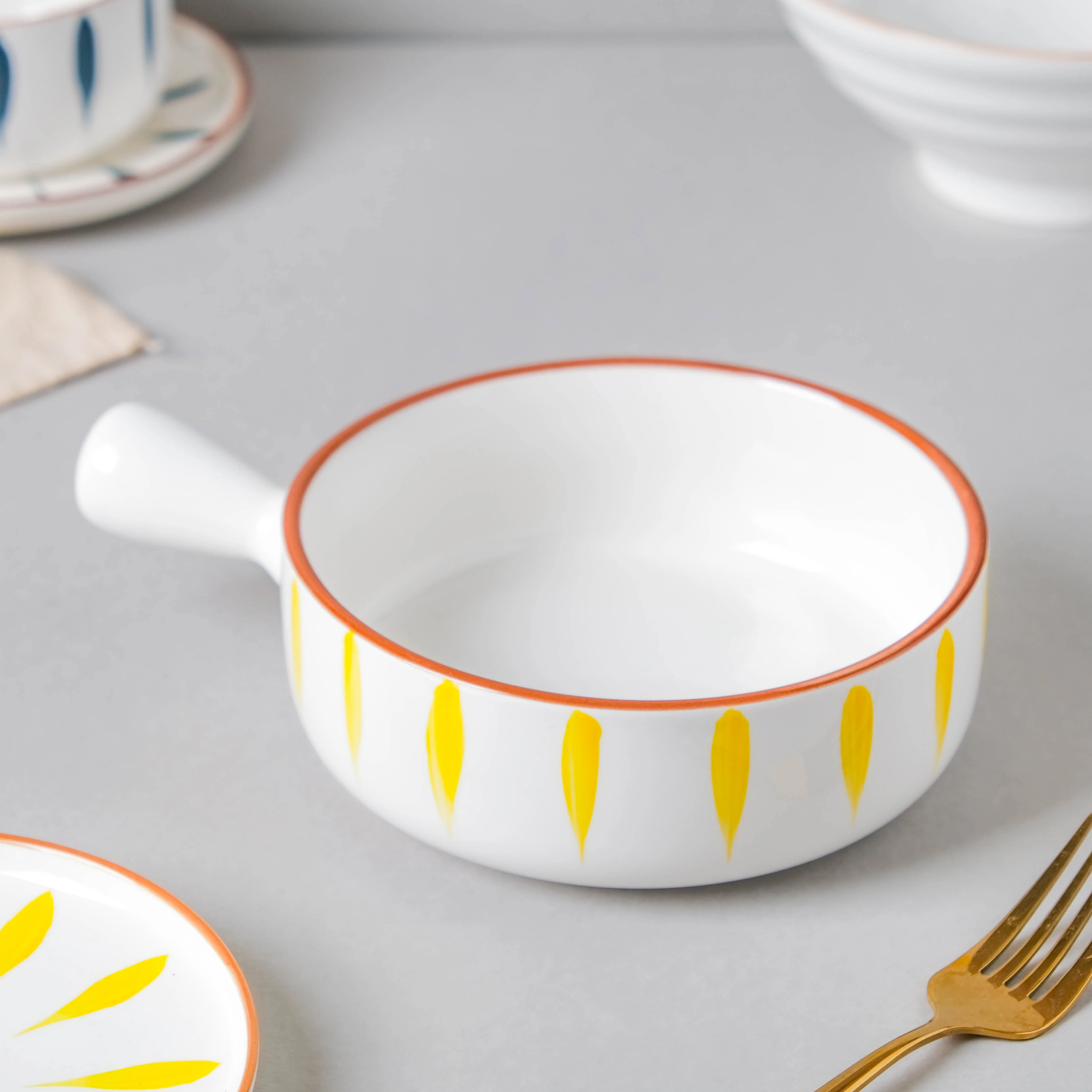 Teardrop Blue And Yellow 22 Piece Dinner Set For 6 - Image 9
