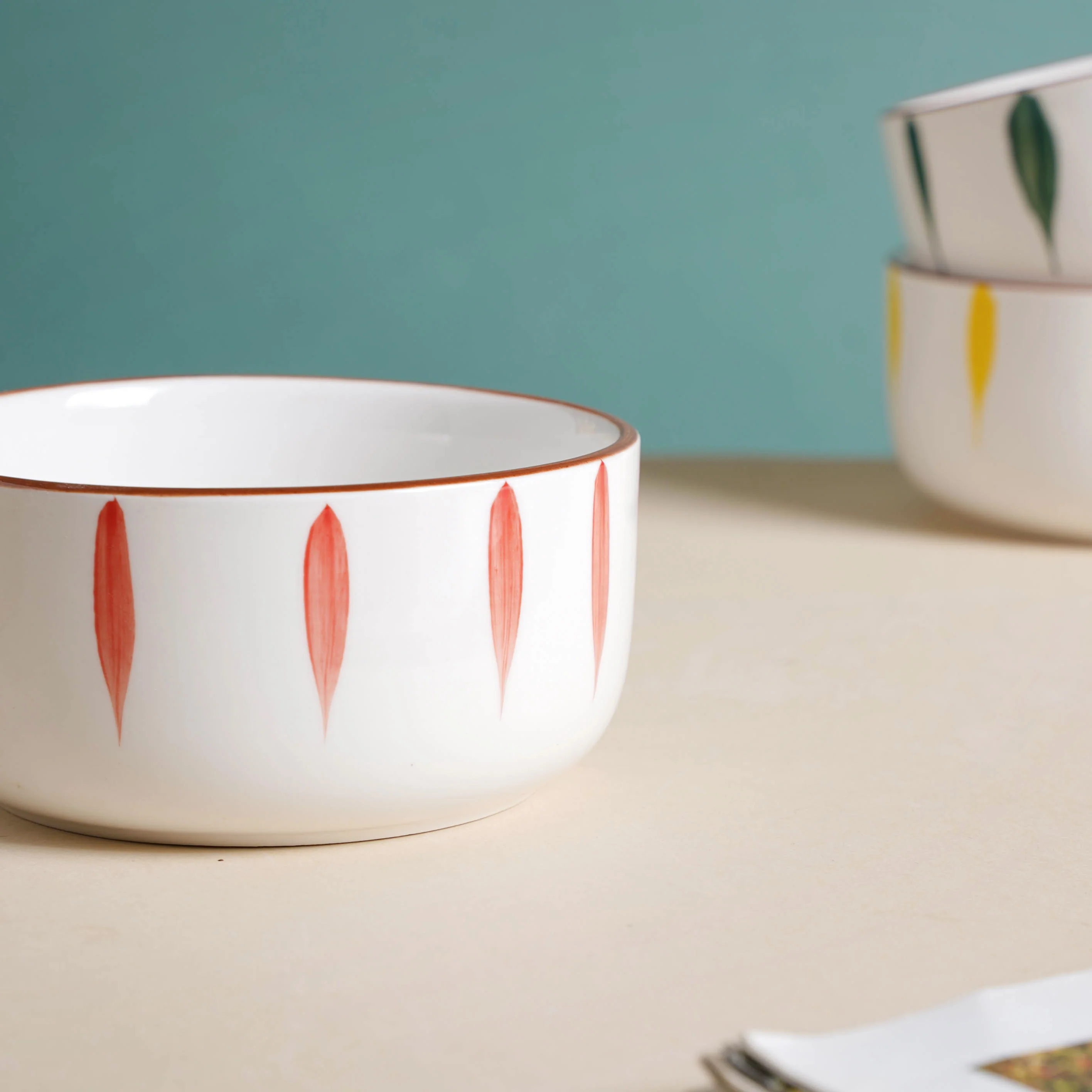 Teardrop Ceramic Soup Bowl Red - Image 4