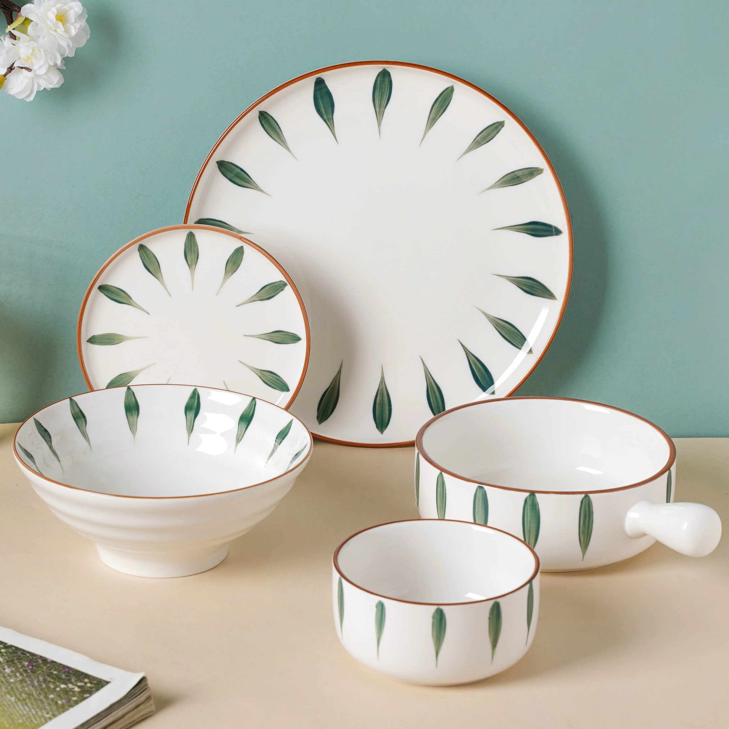 Teardrop Green 21 Piece Dinner Set For 6 - Image 3