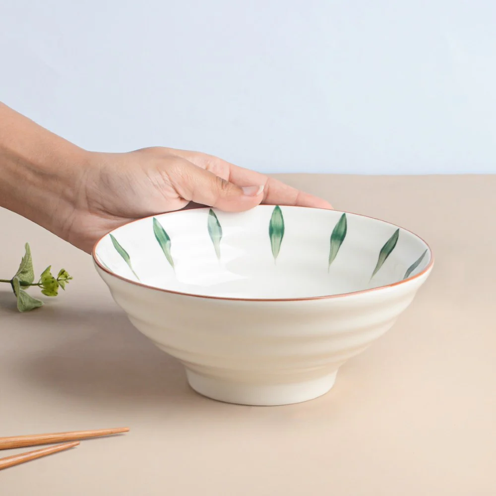 Teardrop Textured Ramen Bowl Green 550 ml - Image 2