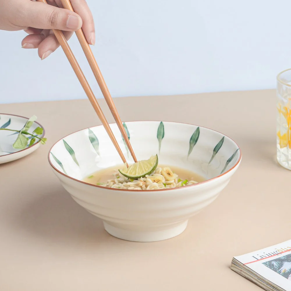 Teardrop Textured Ramen Bowl Green 550 ml - Image 7