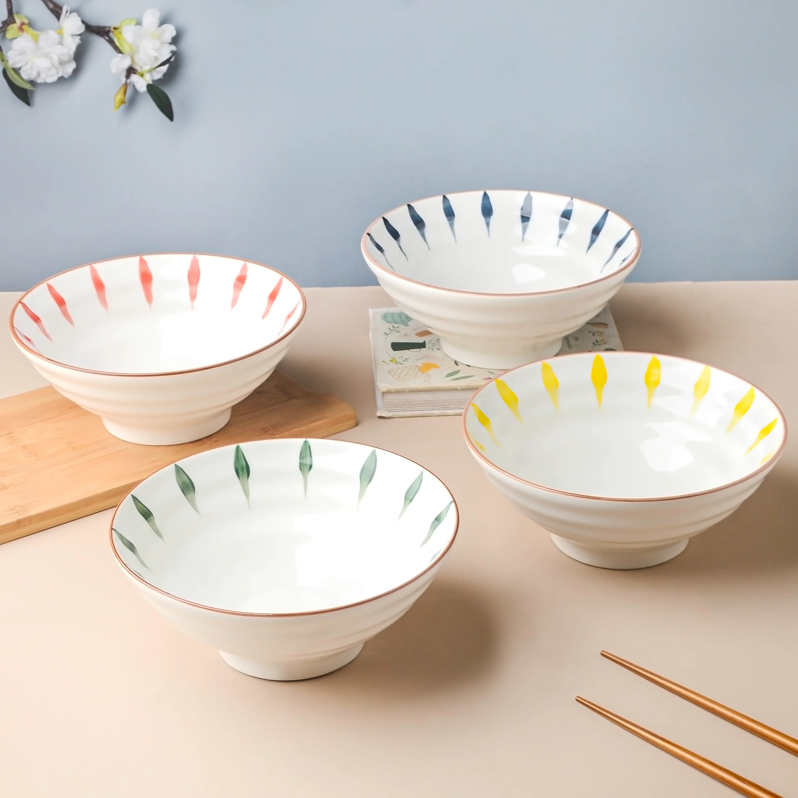 Teardrop Textured Ramen Bowl Red 550 ml - Image 7