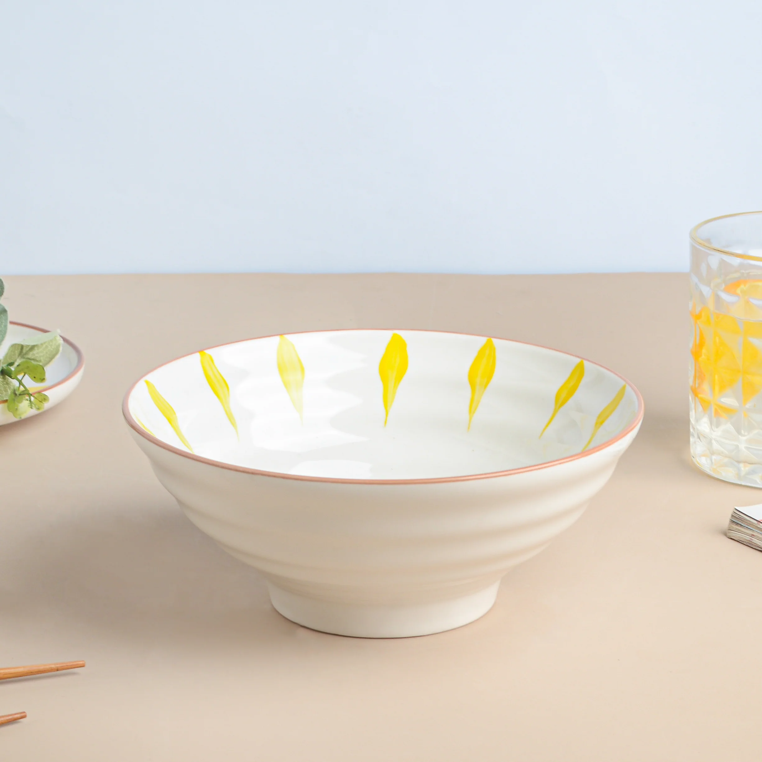 Teardrop Textured Ramen Bowl Yellow 550 ml - Image 3