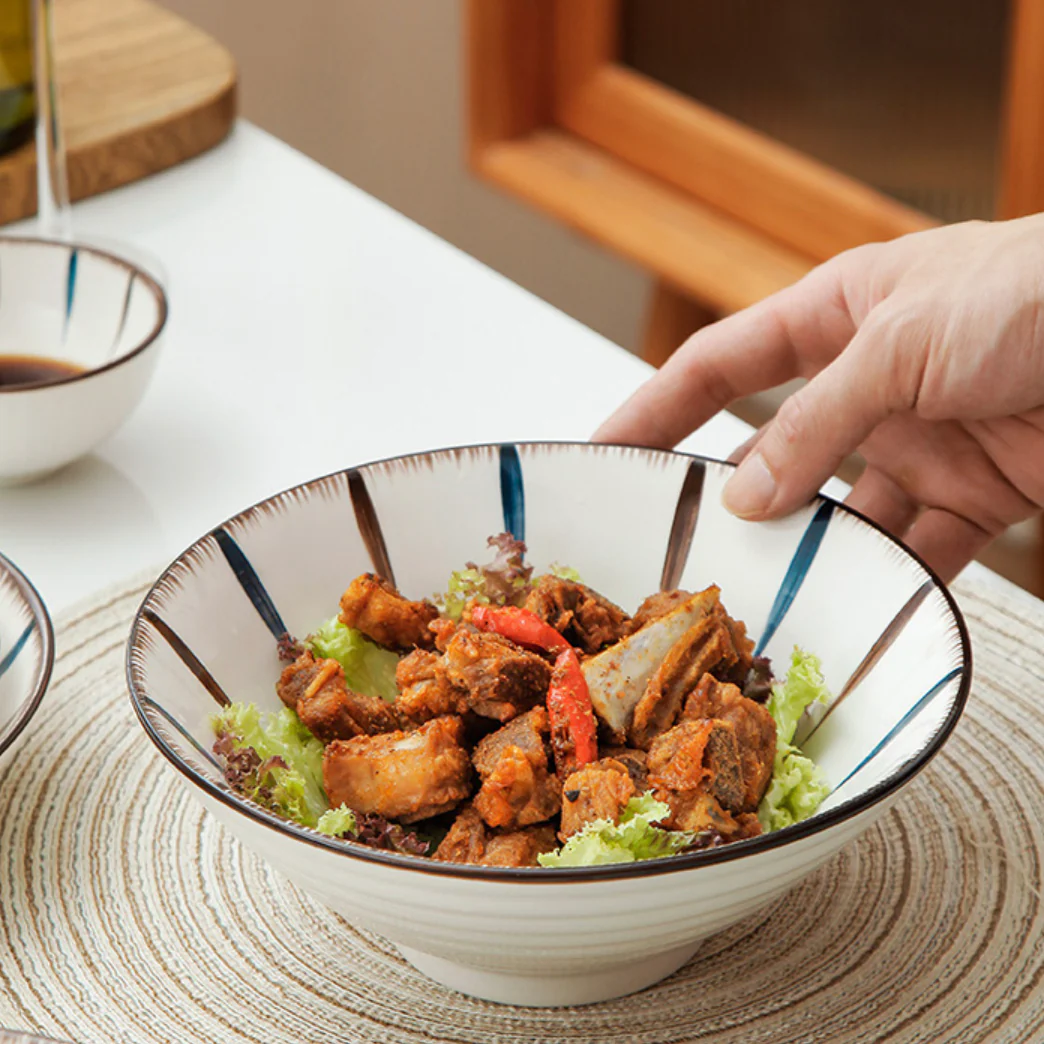 Teardrop White Ceramic 8 inch Ramen Bowl 800 ml - Image 2