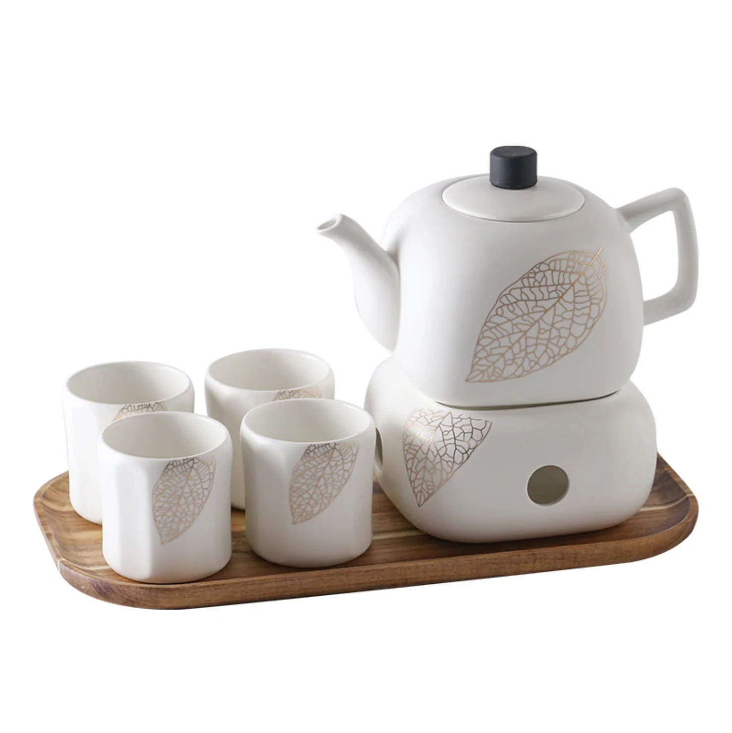 MAGNIFIQUE Tea Set - Natural White and Gold Leaf - Image 3
