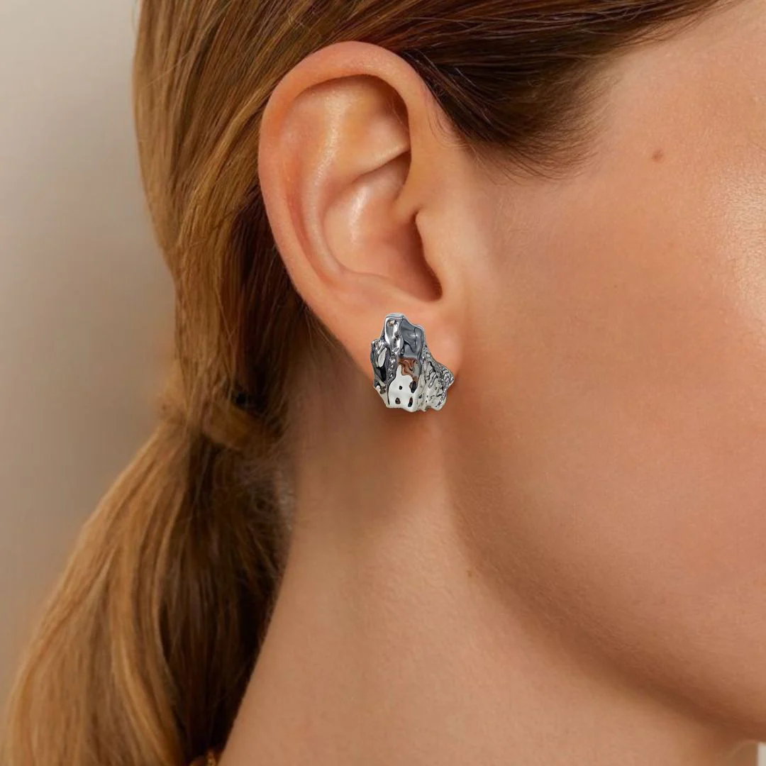 Terra Stud Earrings Silver - Image 2