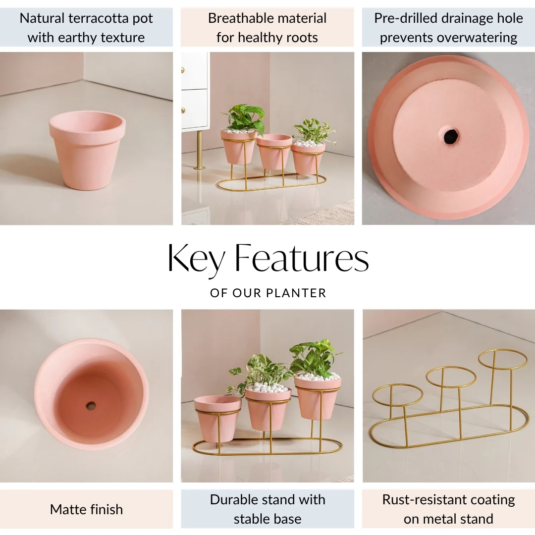 TerraGold Pink Cascade 3 Tier Planter Stand Set - Image 5