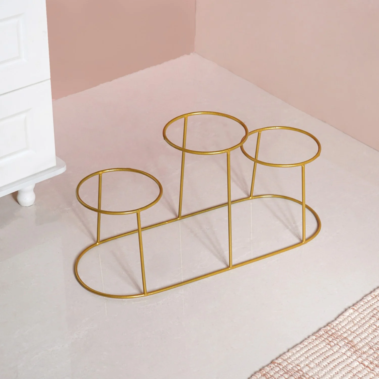 TerraTier Gold Stand With Three White Planters Off White - Image 8
