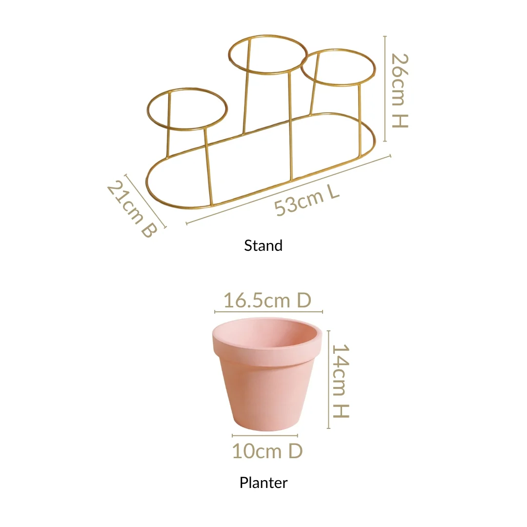 TerraTier Three In One Planter Set With Stand Pink - Image 4