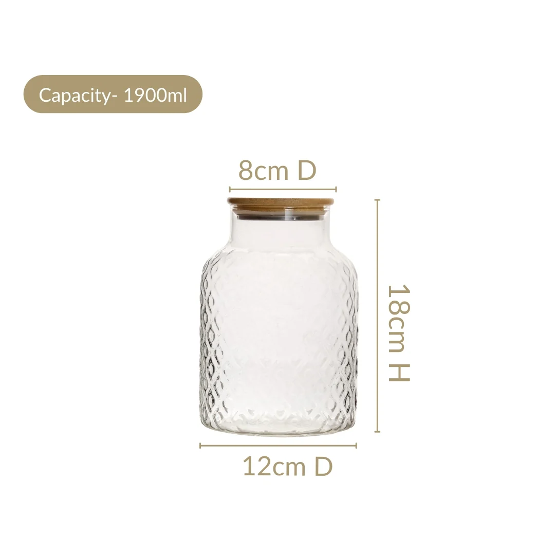 Borosilicate Textured Airtight Jar Set Of 2 1900ml - Image 3