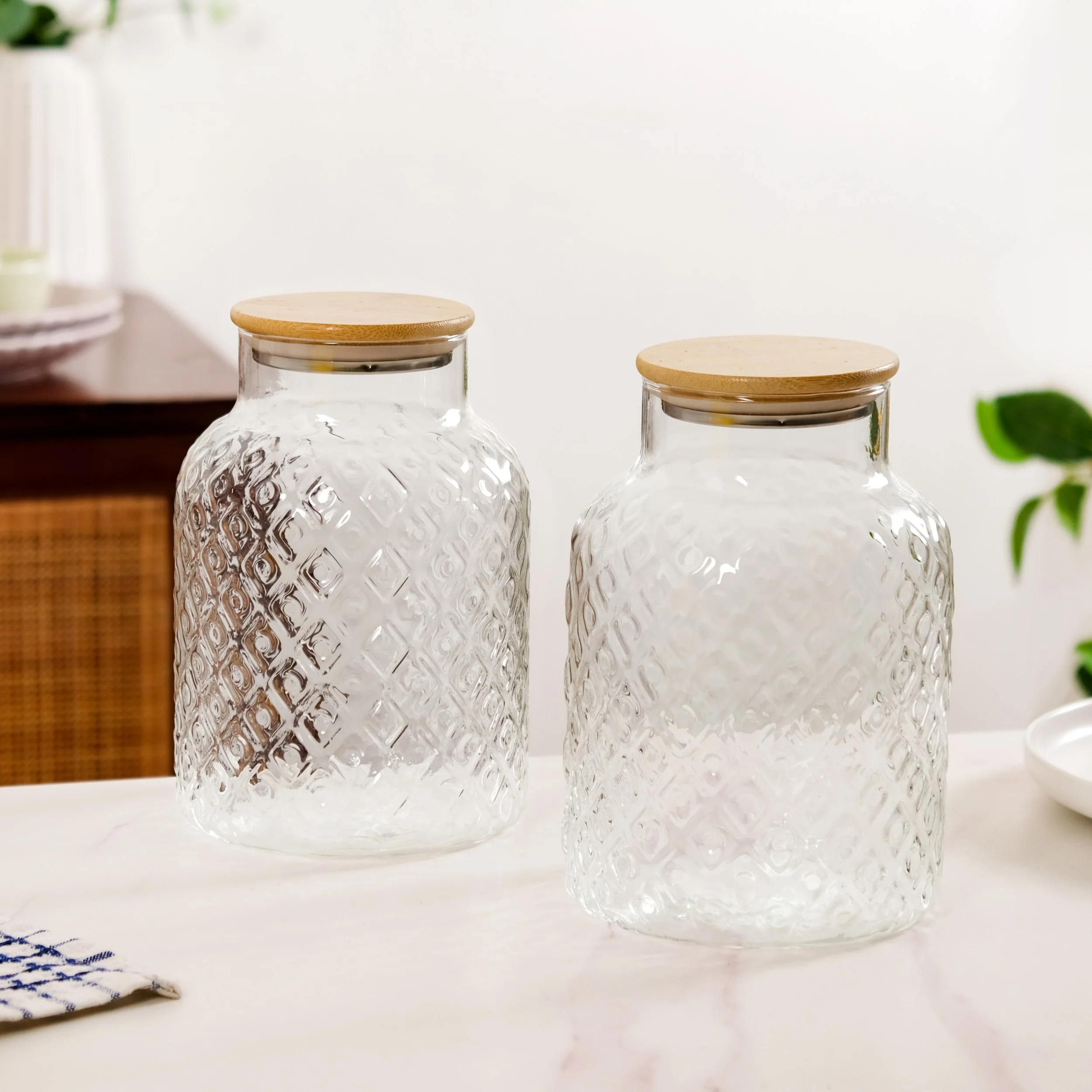 Borosilicate Textured Airtight Jar Set Of 2 1900ml - Image 7