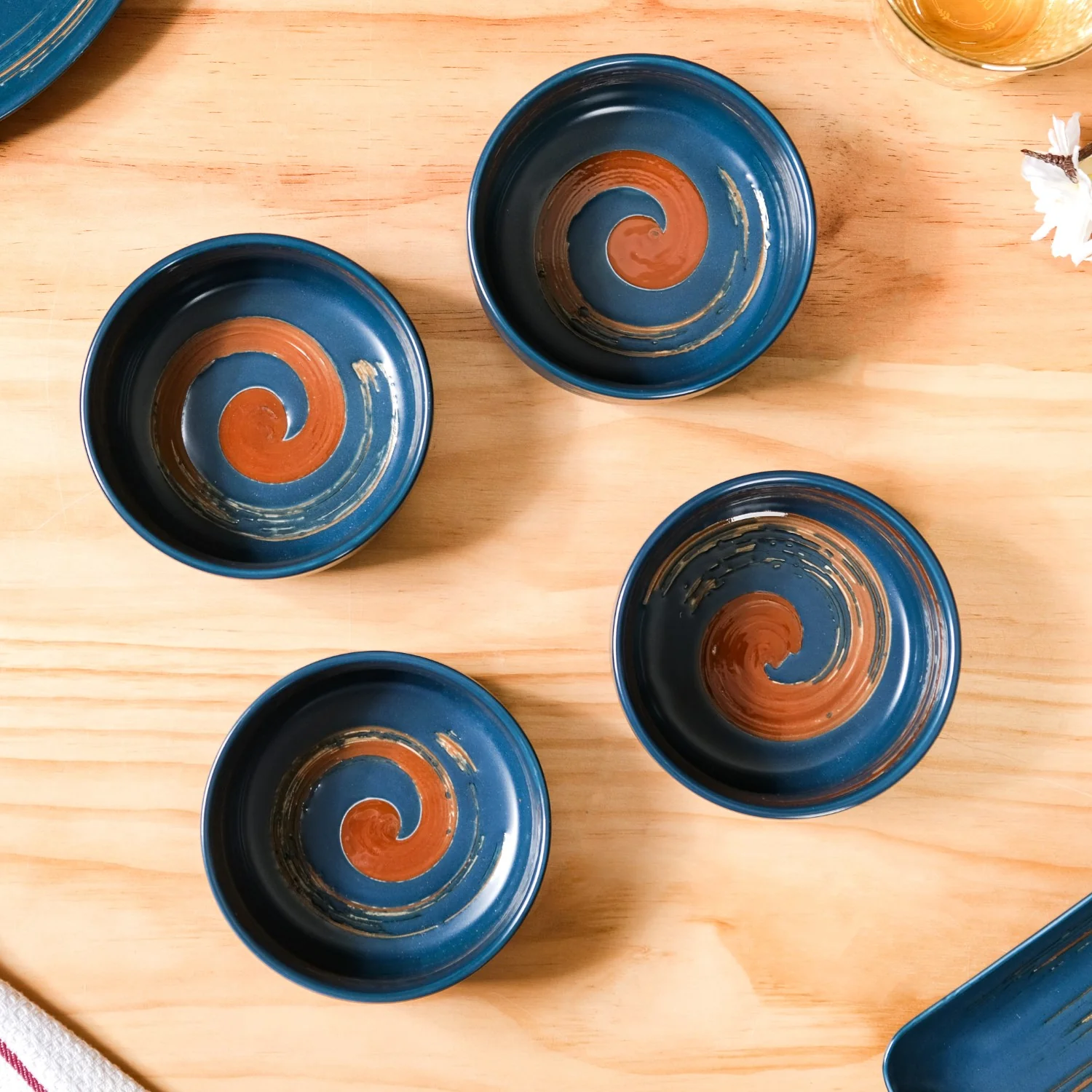 Textured Brushstroke Soup Bowls Navy Blue Set Of 4 300ml - Image 3