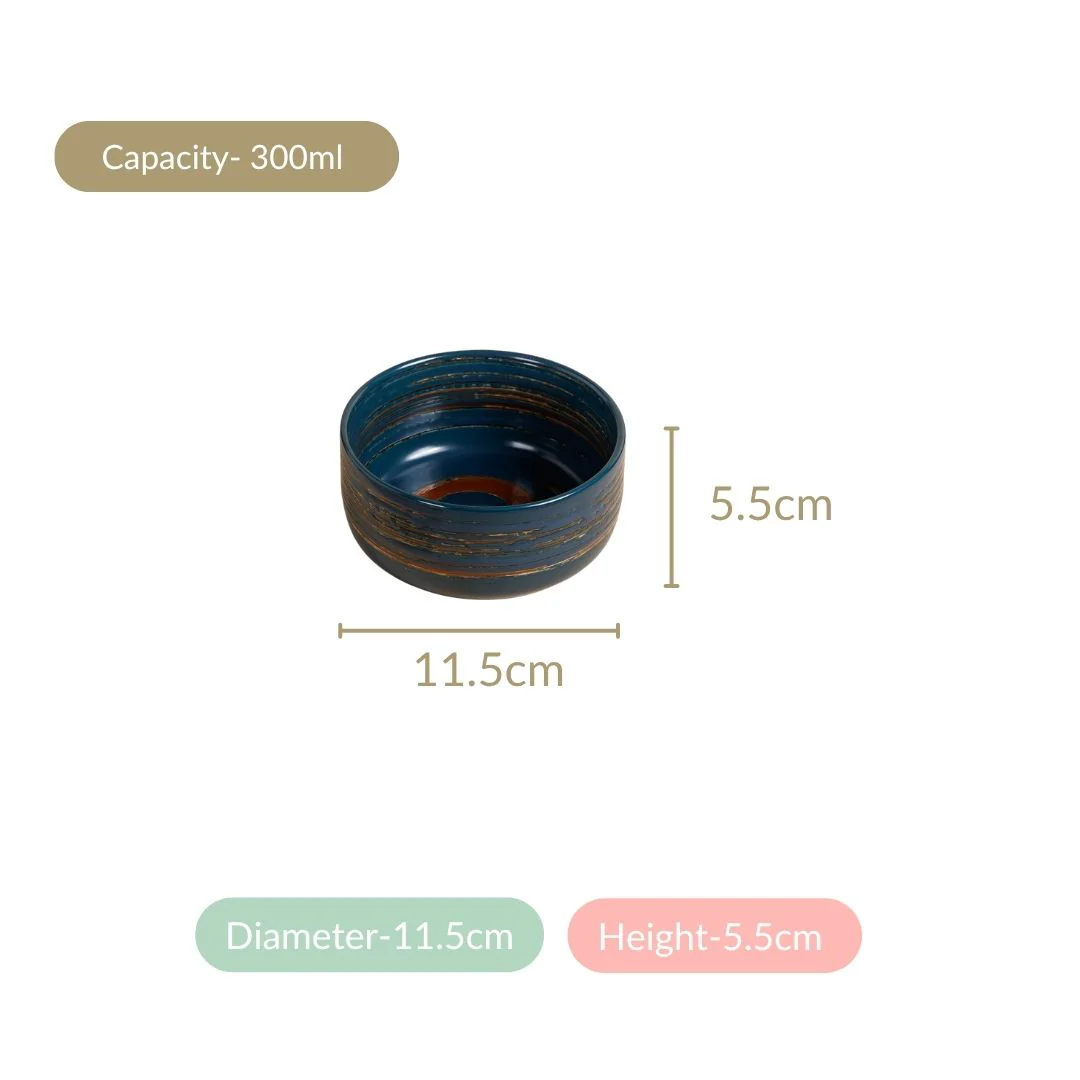 Textured Brushstroke Soup Bowls Navy Blue Set Of 4 300ml - Image 4