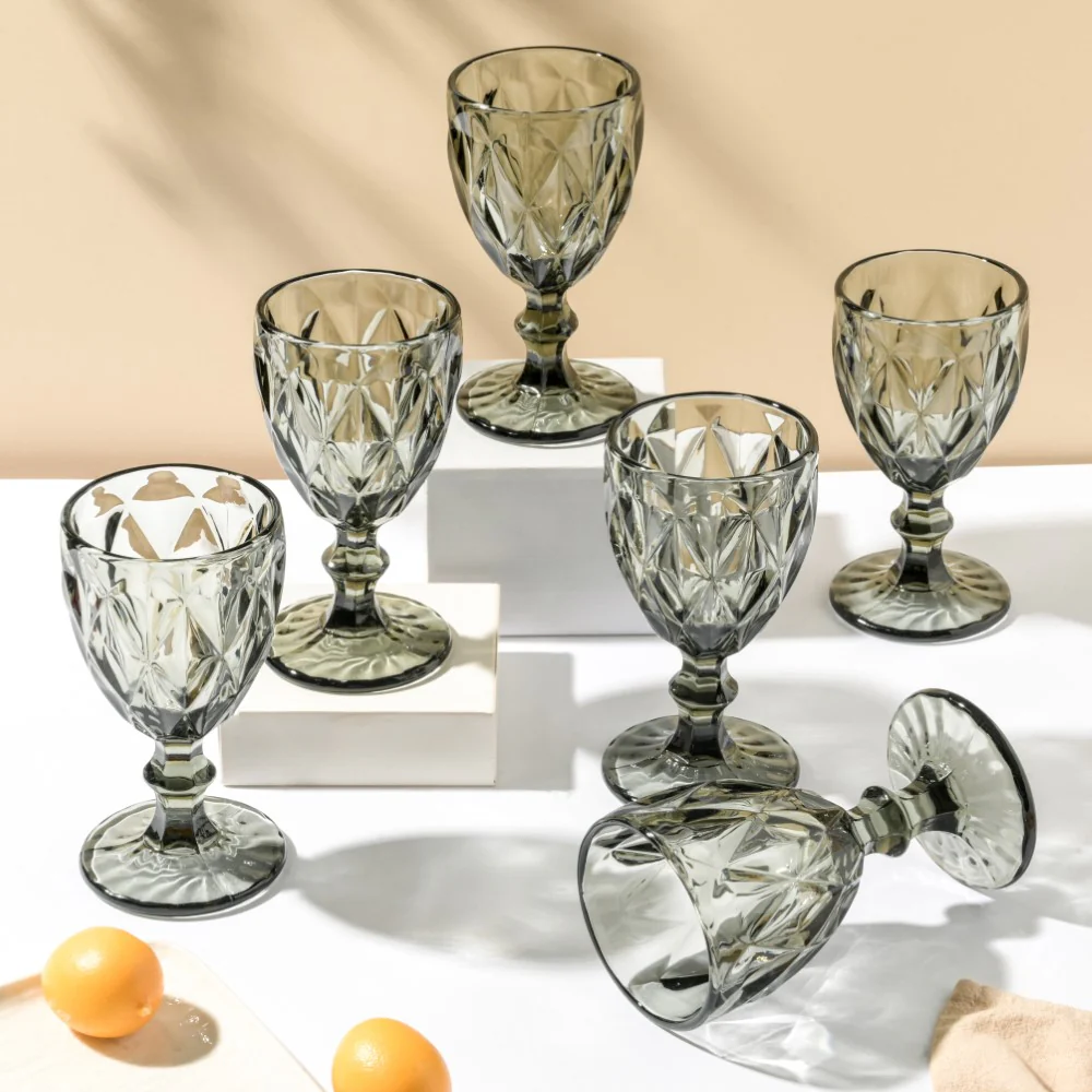 Textured Drinkware Ash Grey Glass Set Of 6 250 ml - Image 5
