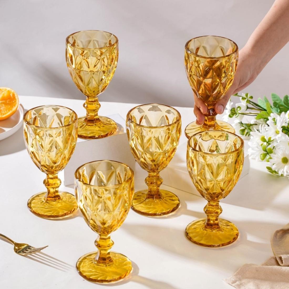 Textured Drinkware Glass Amber Set Of 6 250 ml - Image 2