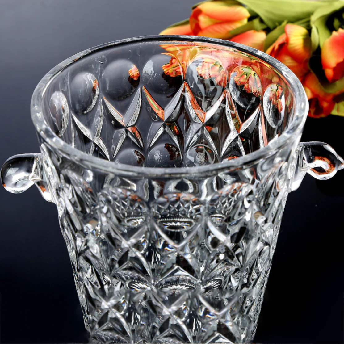 Textured Glass Ice Bucket With Handle - Image 7