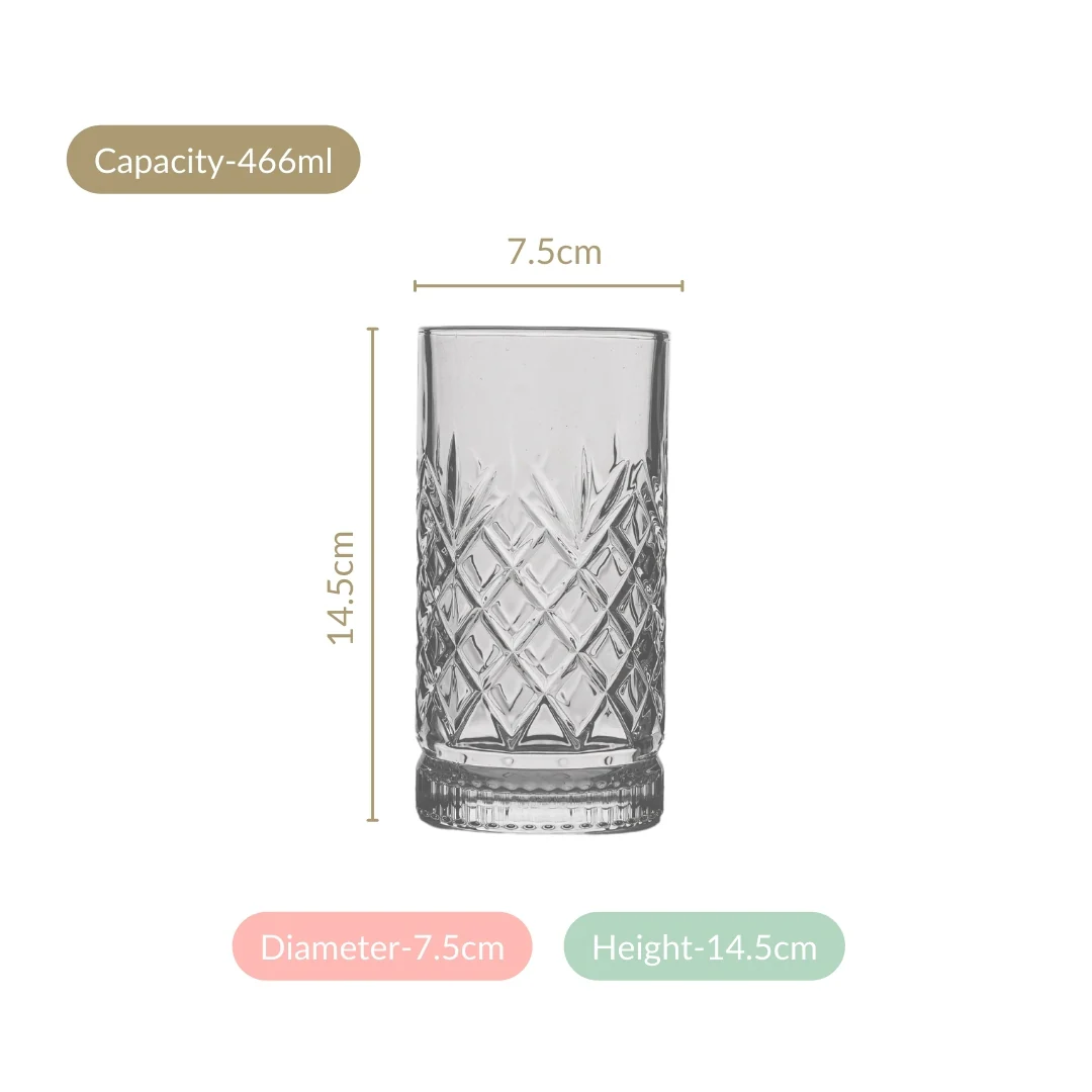 Textured Glass Tall Tumblers Set Of 6 466ml - Image 5