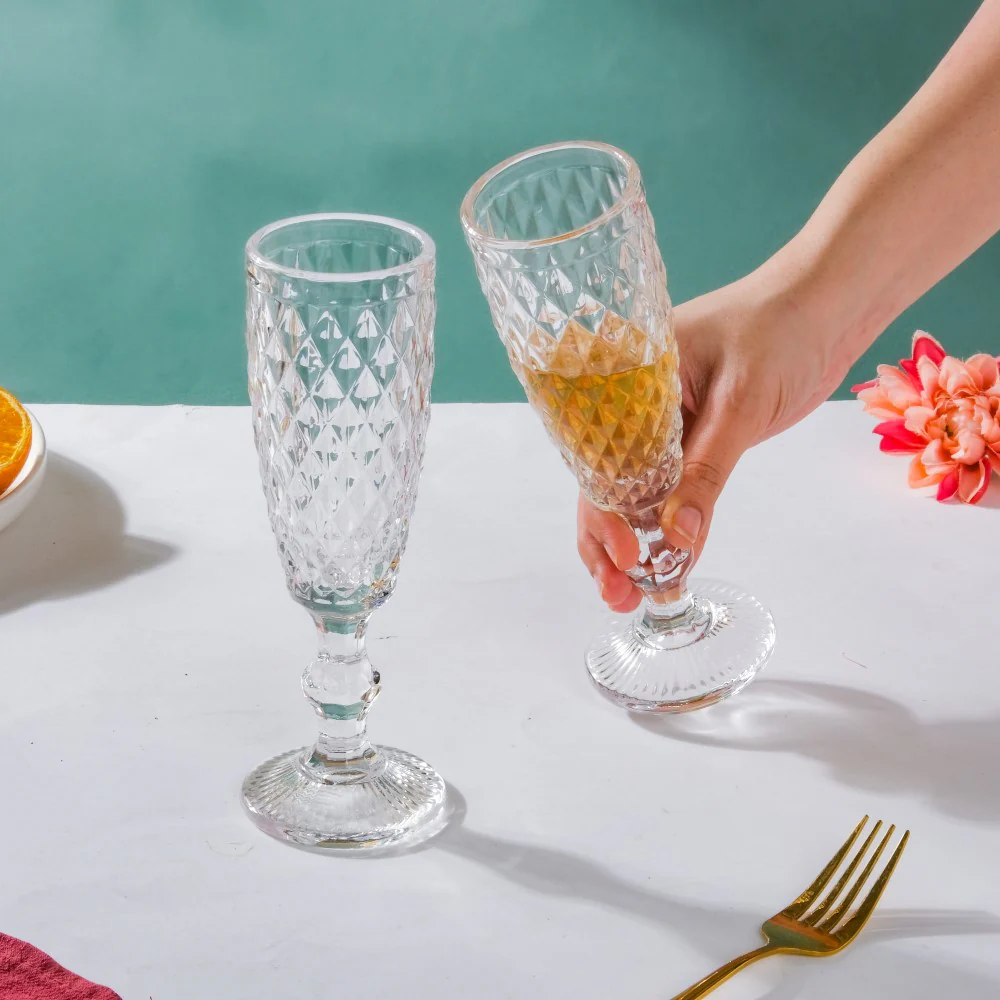 Textured Glassware Transparent Set Of 6 150 ml - Image 2