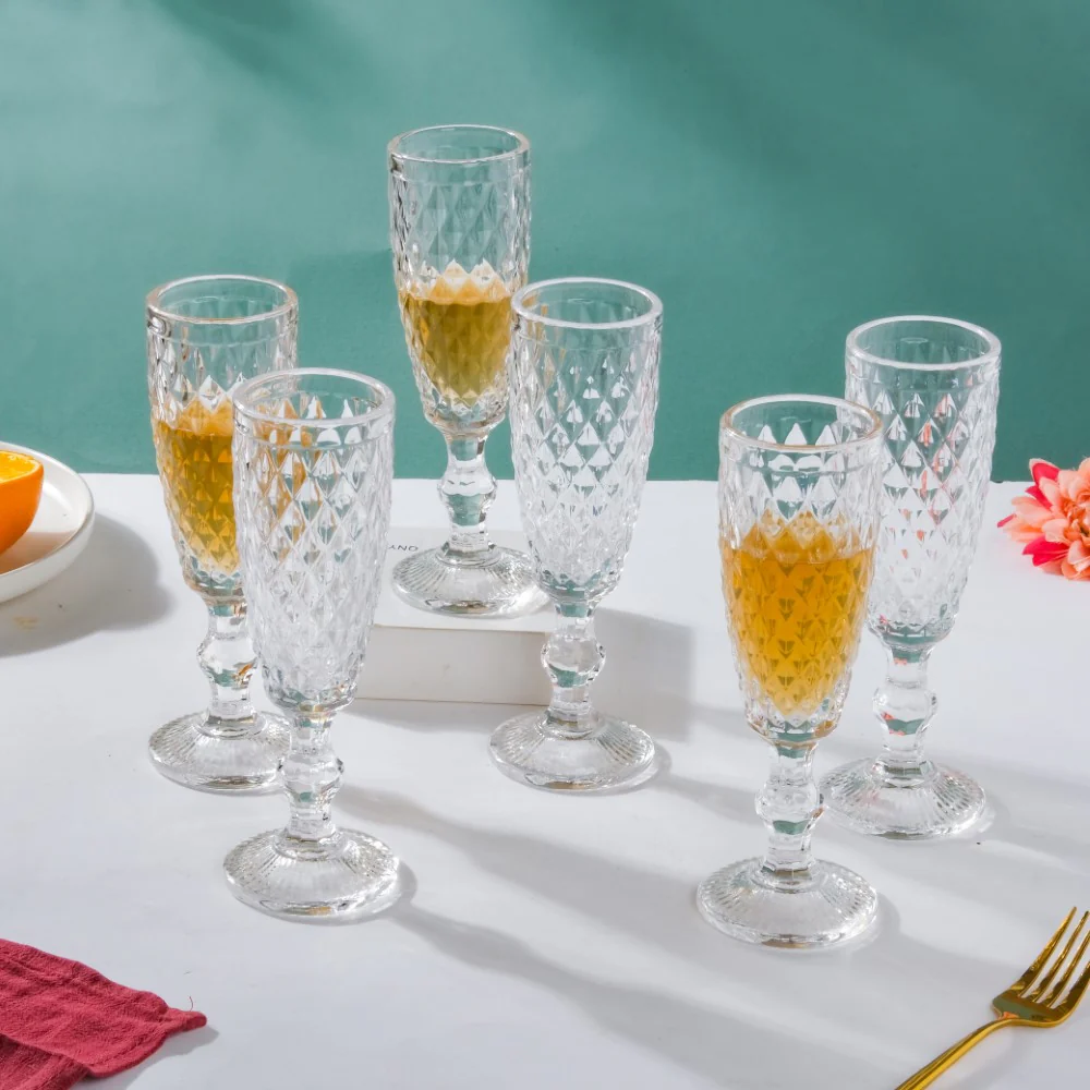 Textured Glassware Transparent Set Of 6 150 ml - Image 4