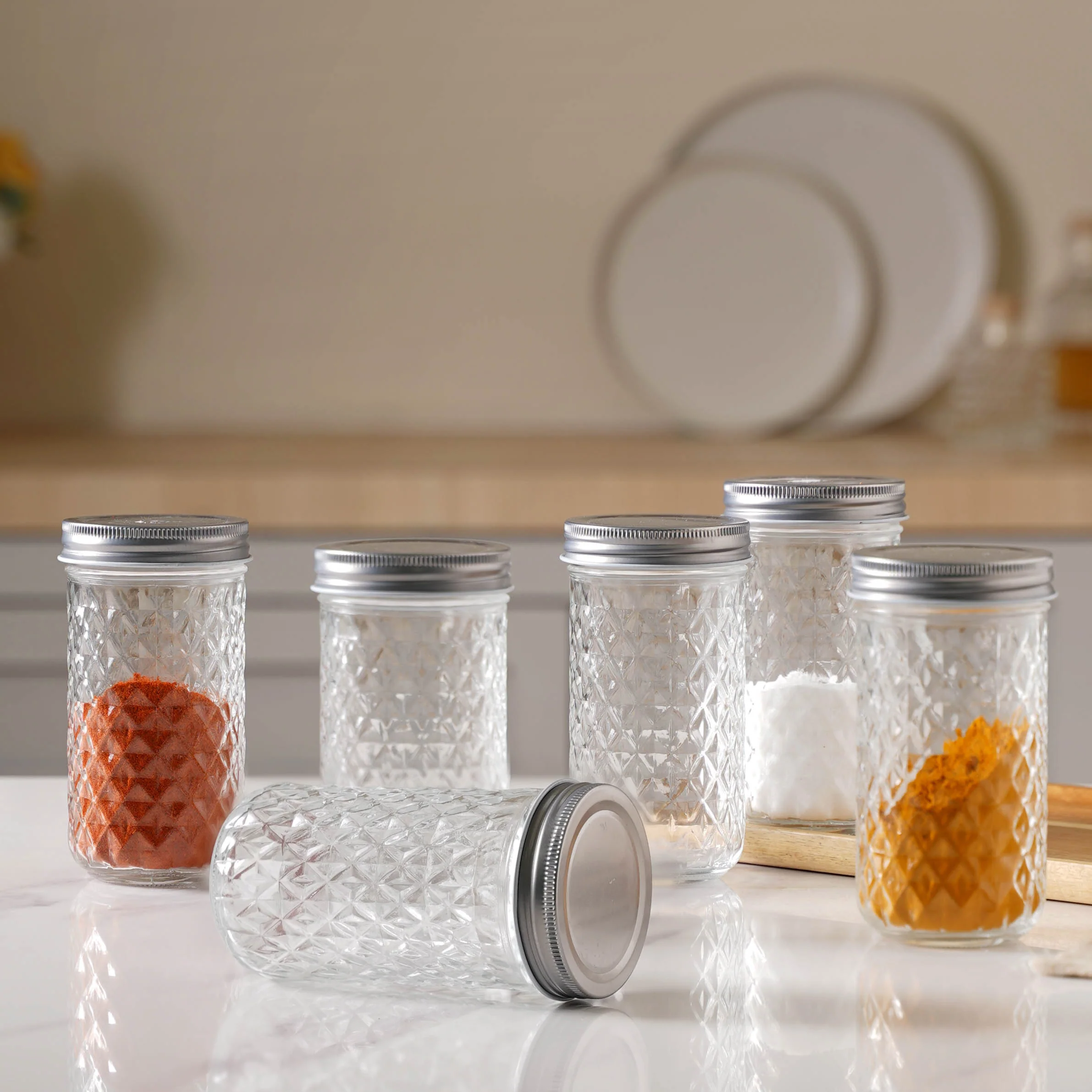 Textured Jar for Storage Set of 6 - Image 7