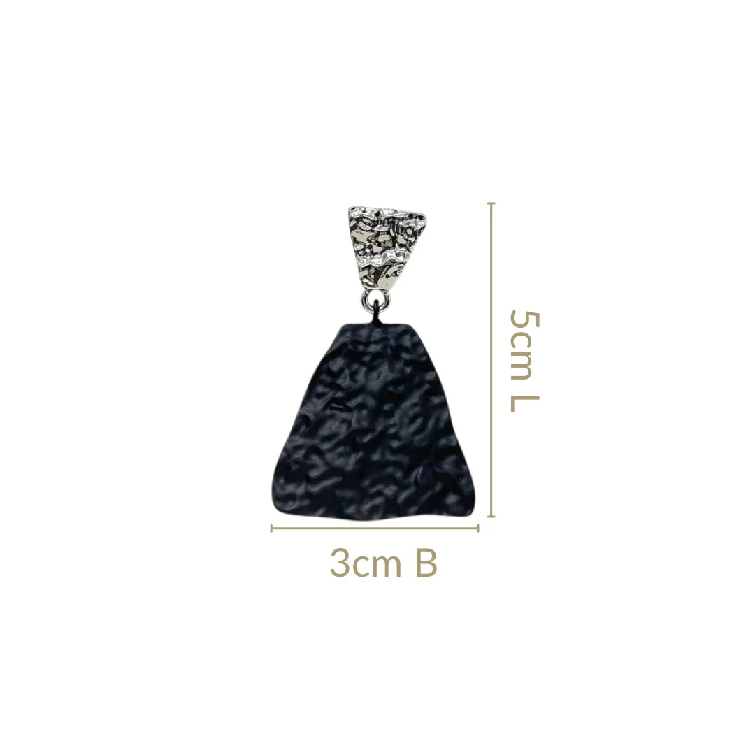 Textured Symmetry Black And Silver Earrings - Image 3