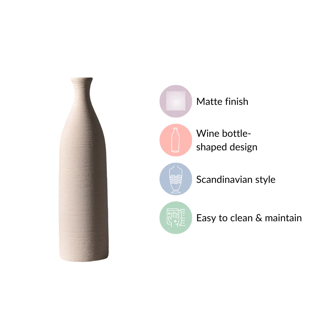 Textured Tall Off White Ceramic Vase - Image 5