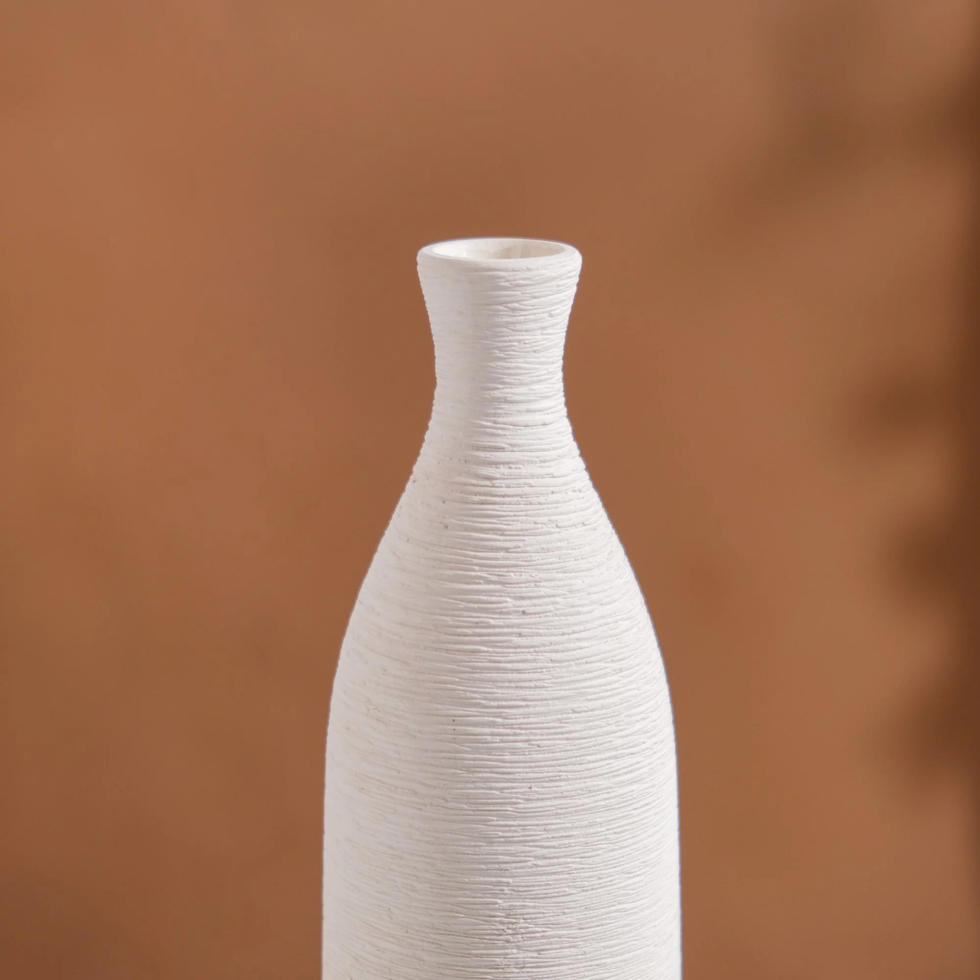 Textured Tall Off White Ceramic Vase - Image 8