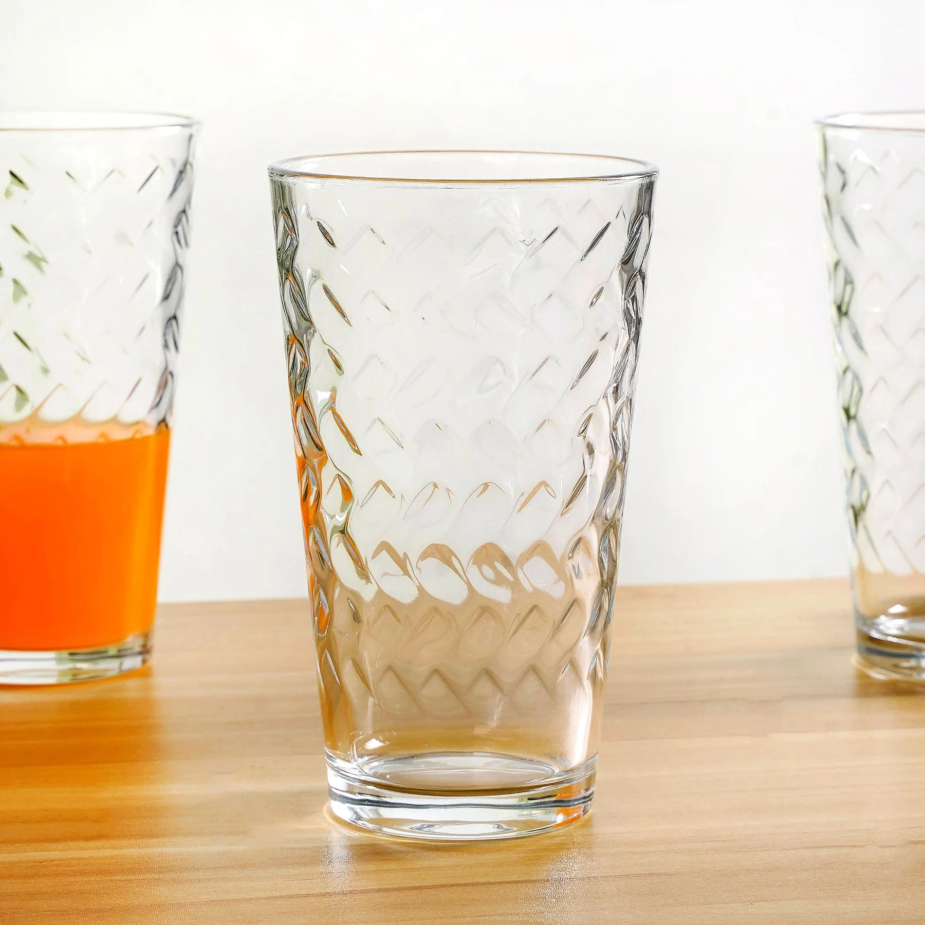 Textured Tall Tumbler Glass  Set Of 6 450ml - Image 7