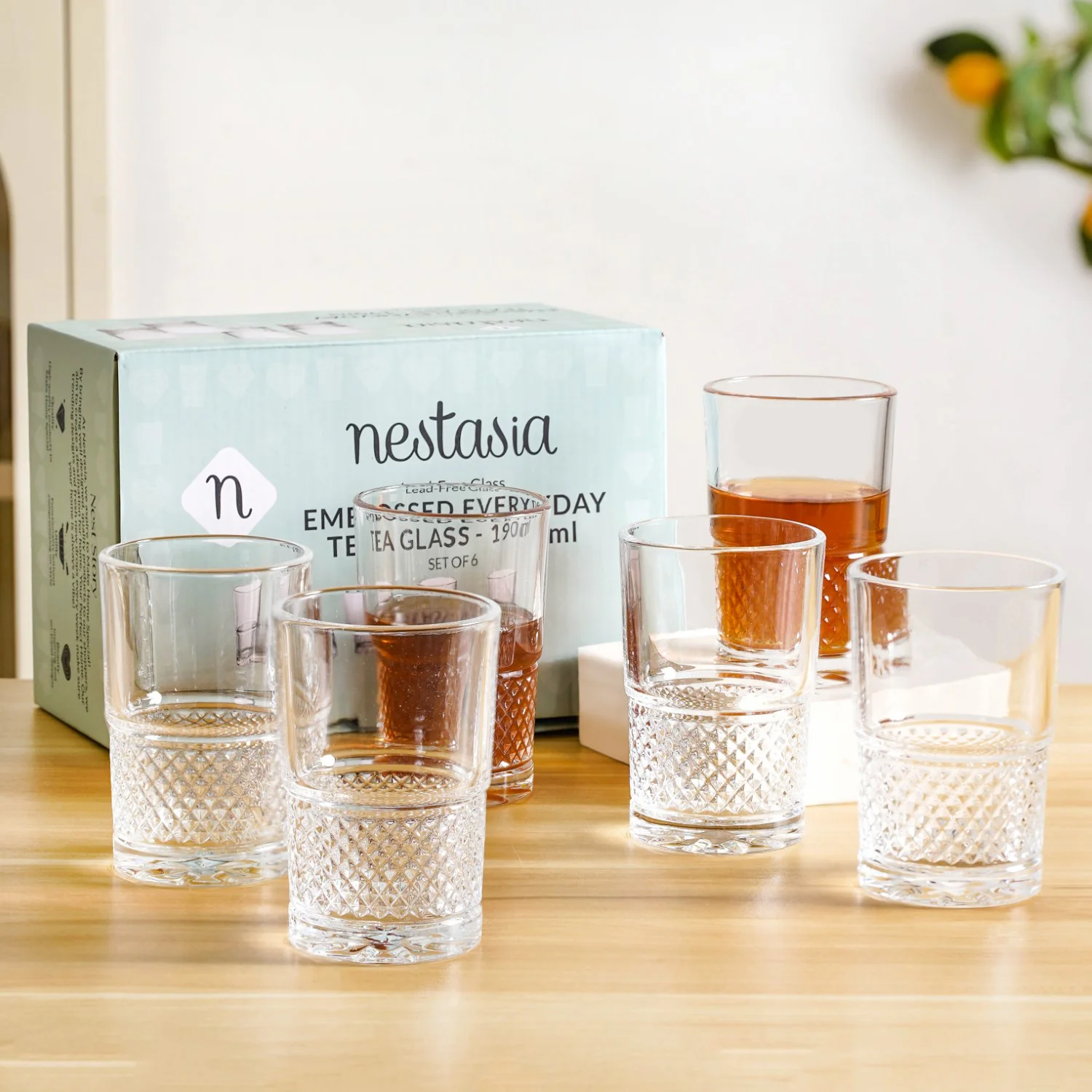 Textured Tea Glass Set Of 6 190ml - Image 2