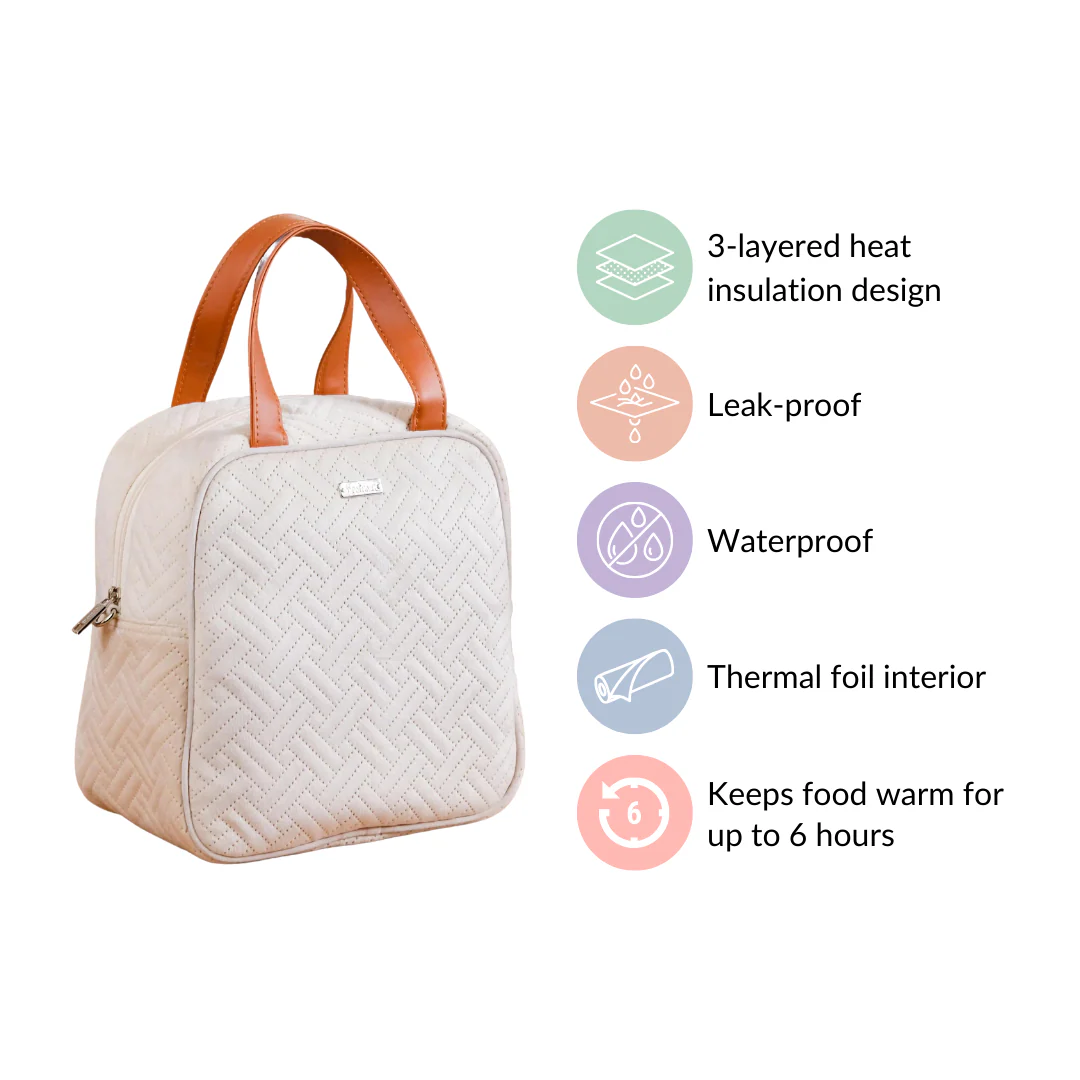 Thermal Insulated Lunch Bag For Office Off White - Image 4