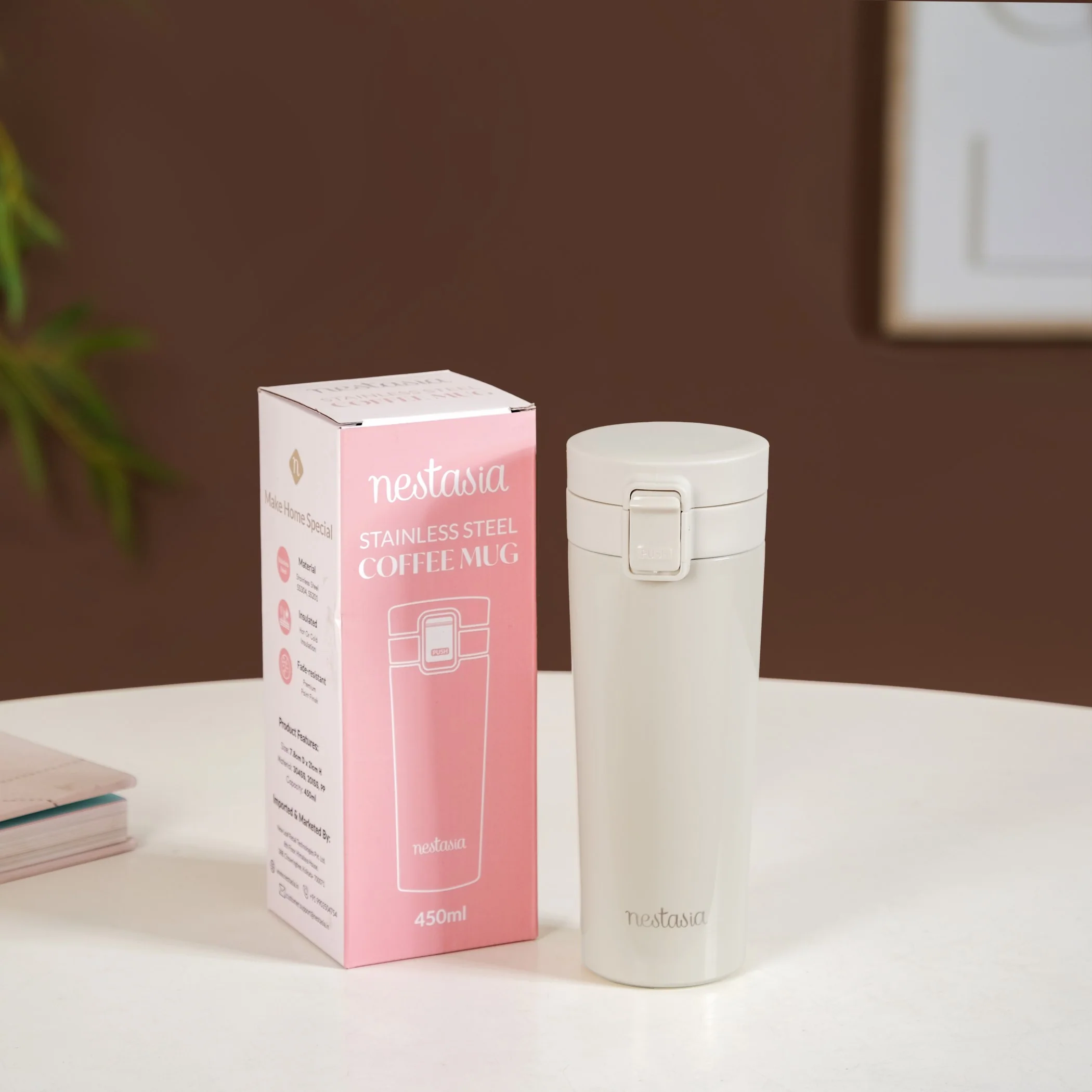 Thermox Insulated Vacuum Flask Portable Frosted Cream 450ml - Image 3