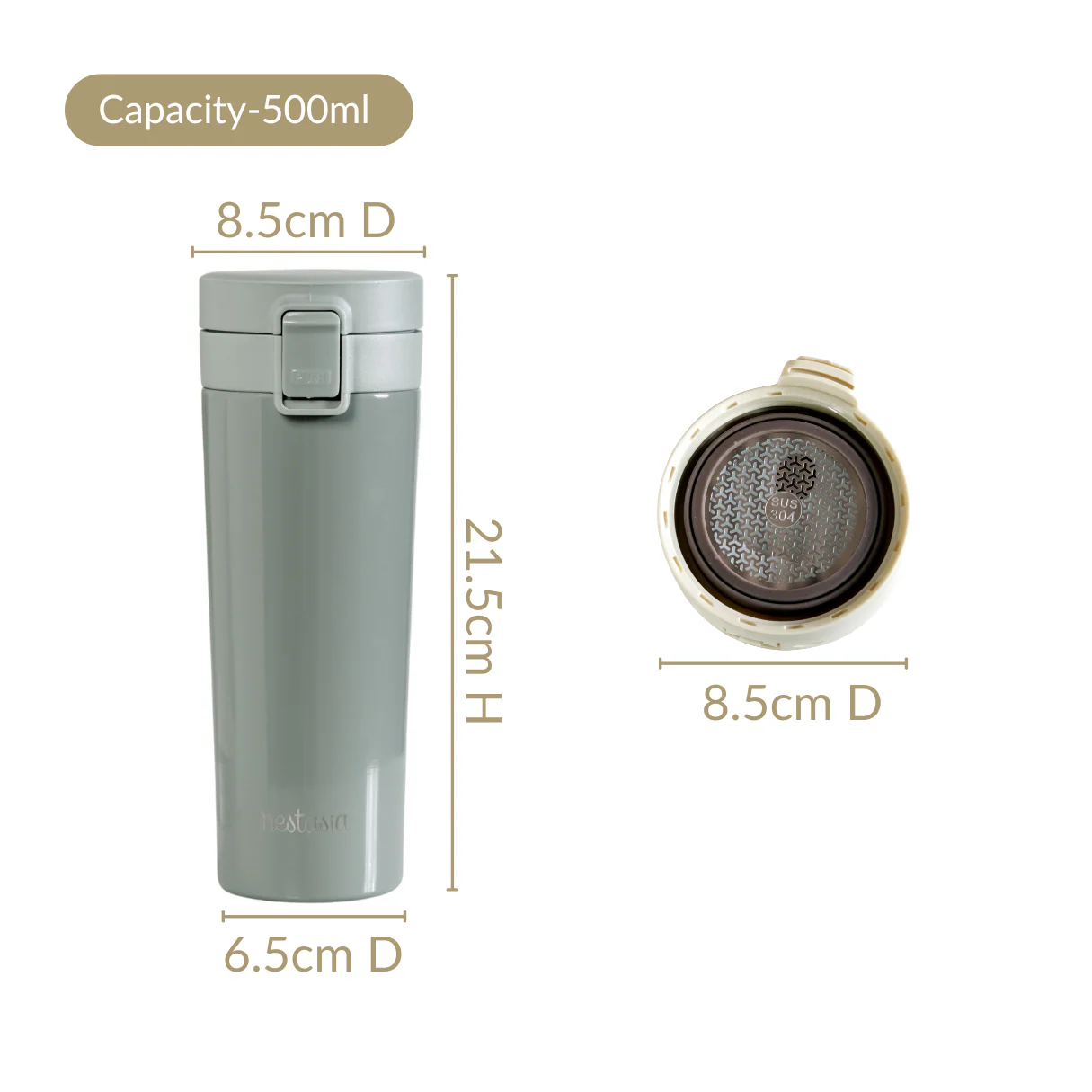 Thermox Portable Vacuum Water Bottle For Hot And Cold Juniper Green 450ml - Image 5