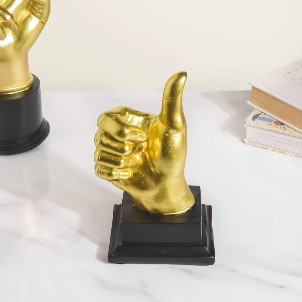 Thumbs Up Decor Showpiece Gold 7 Inch - Image 3