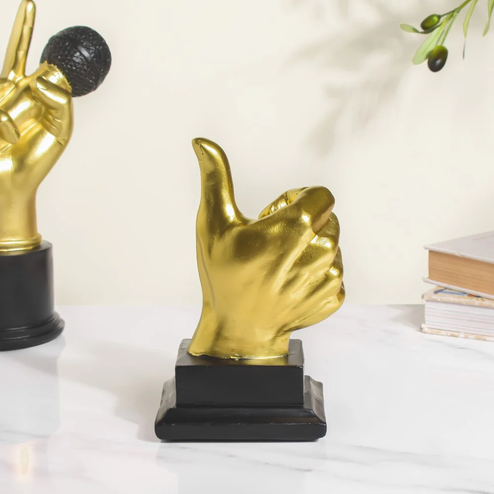 Thumbs Up Decor Showpiece Gold 7 Inch - Image 4