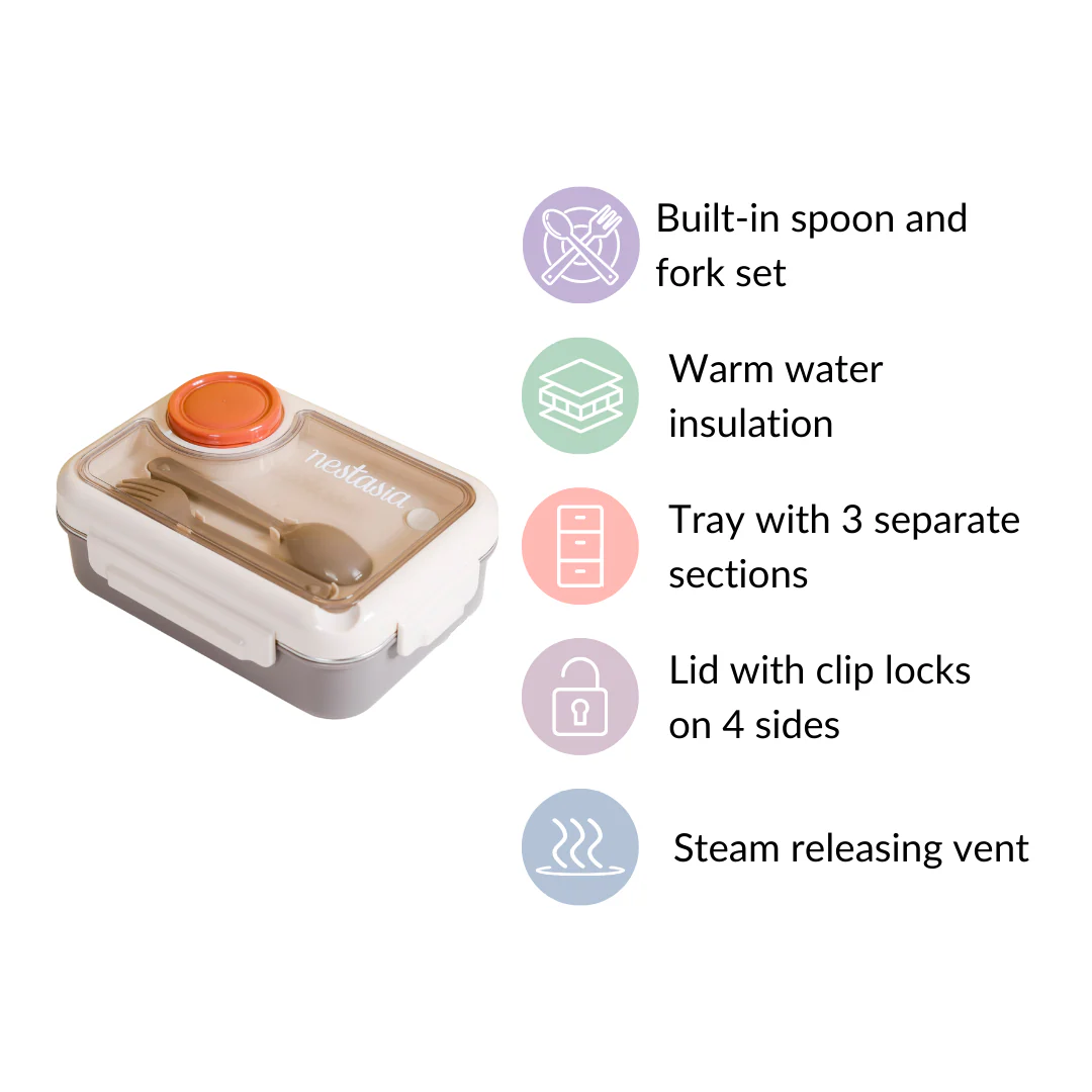 Tiffin Box For Office With 3 Compartments Brown 750ml - Image 12