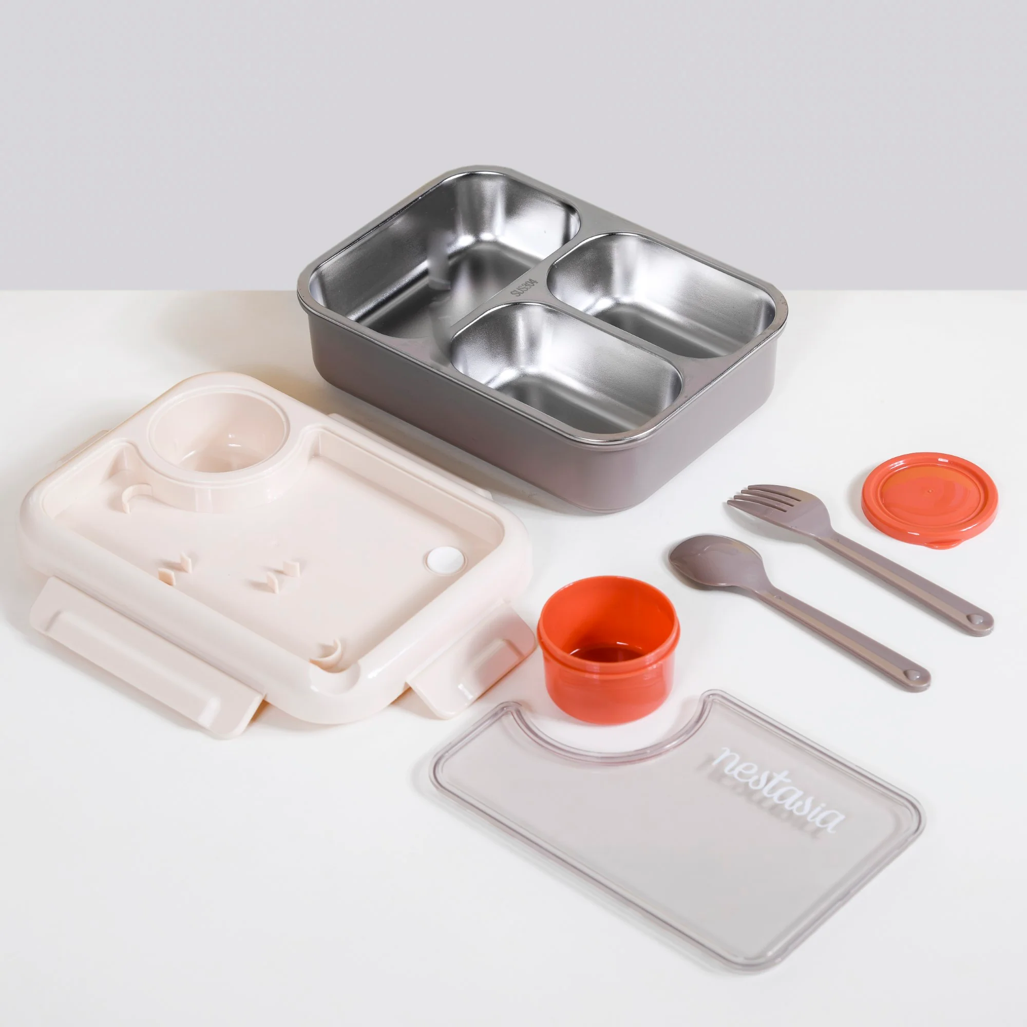 Tiffin Box For Office With 3 Compartments Brown 750ml - Image 2