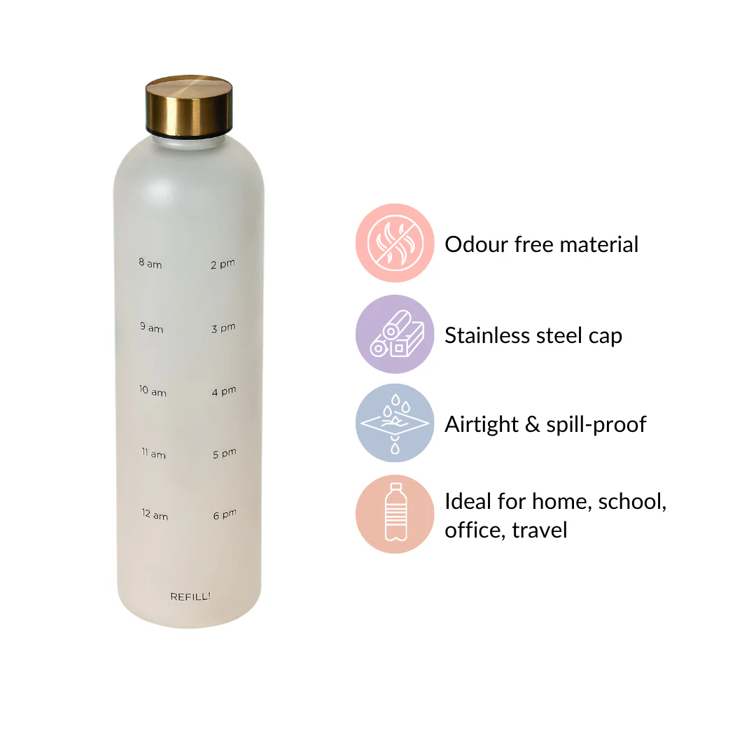Time Marker Matte Water Bottle White 1L Set Of 2 - Image 7